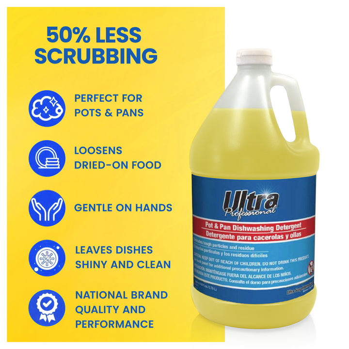 Ultra Professional™ 4 Pack 1 Gal Pots/Pans Dishwashing Detergent, Lemon, Yellow - VMInnovations