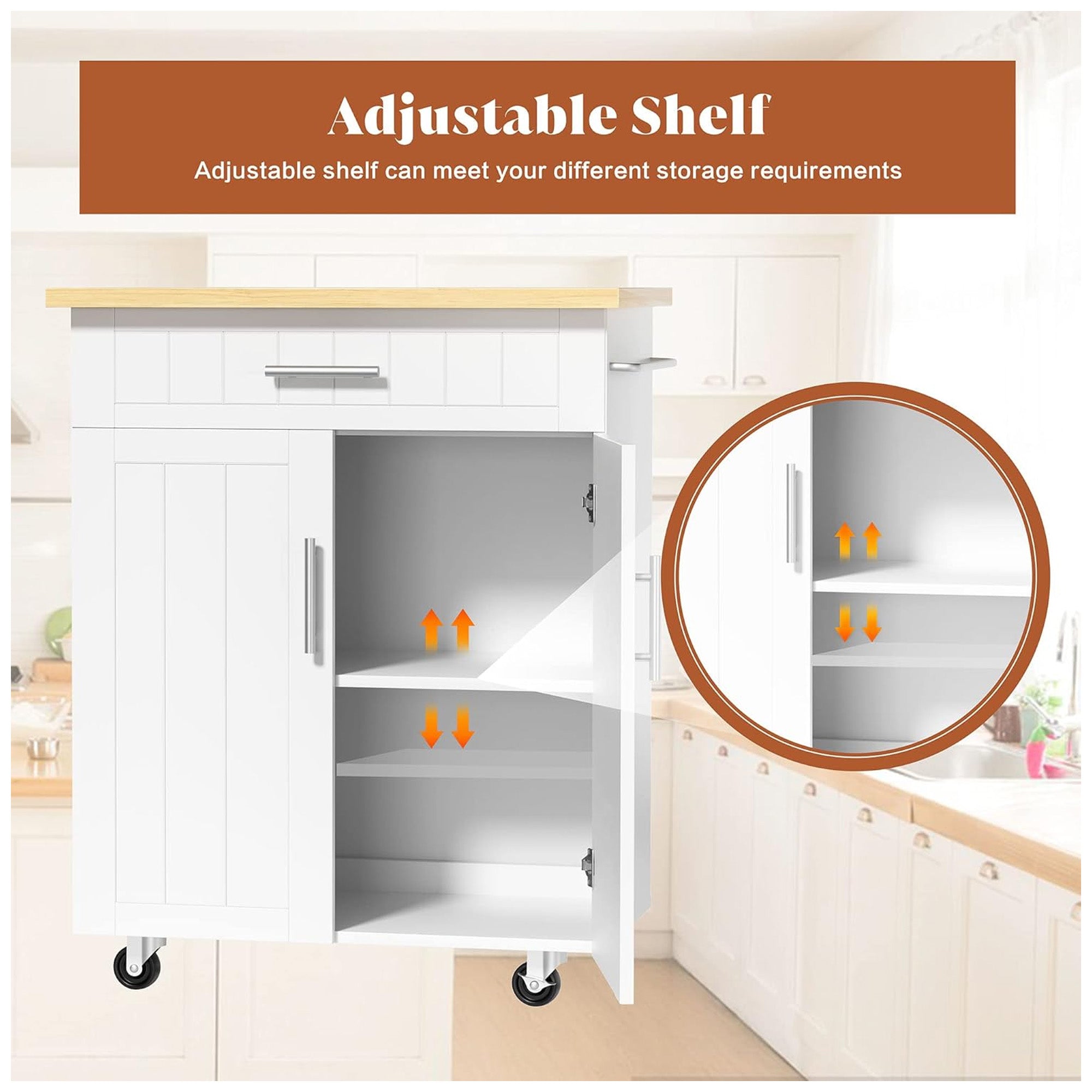 SUNLEI Kitchen Island w/Wheels, Drawer & Storage Cabinet, 26" Wide(For Parts) - VMInnovations
