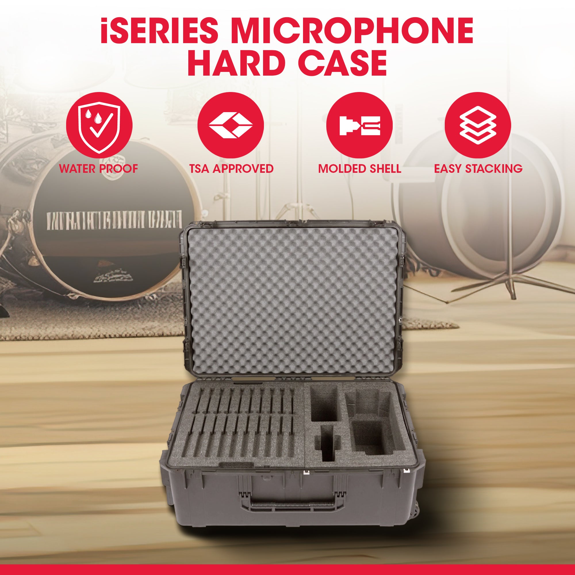 SKB iSeries Shure Microflex Hard Case, Waterproof Storage for Microphone Gear - VMInnovations