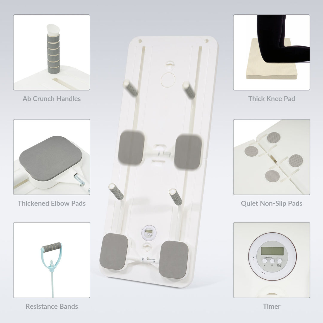 Fitvids 5 in 1 Multi Purpose Pilates Reformer Board Set and Core Trainer, White - VMInnovations