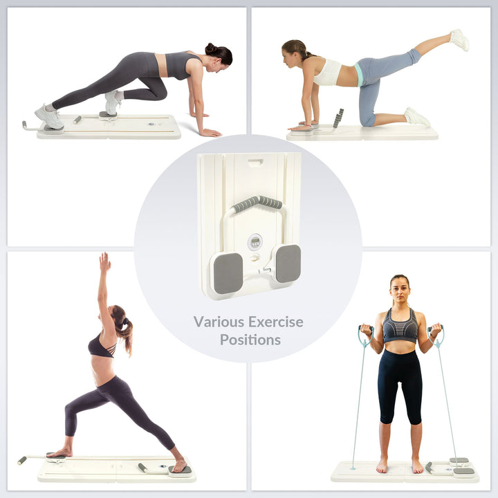 Fitvids 5 in 1 Multi Purpose Pilates Reformer Board Set and Core Trainer, White - VMInnovations