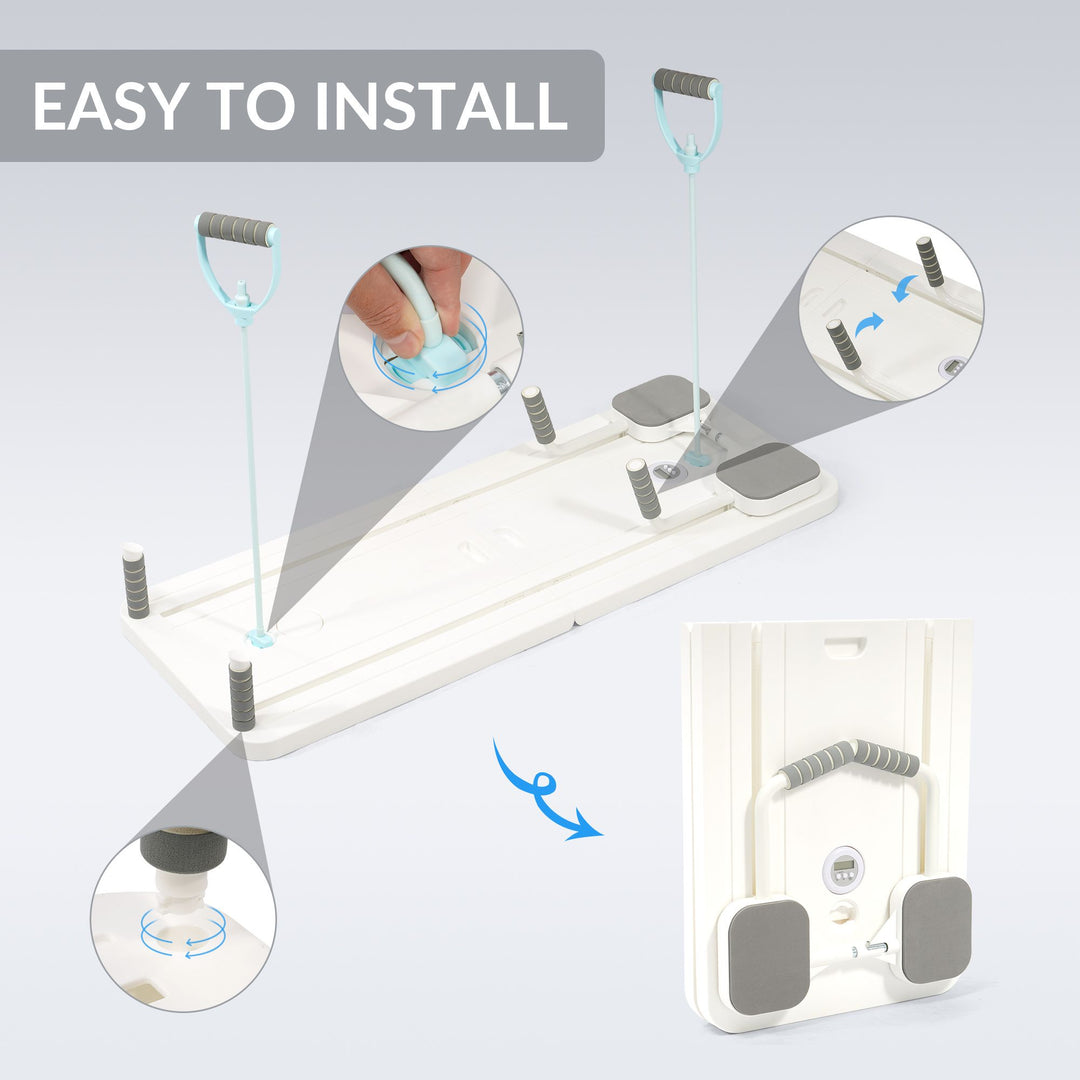 Fitvids 5 in 1 Multi Purpose Pilates Reformer Board Set and Core Trainer, White - VMInnovations