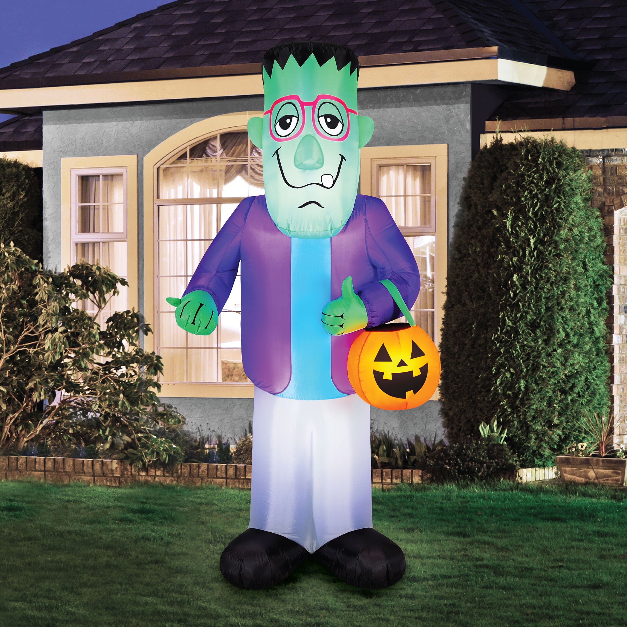 Occasions 7' Inflatable Frankenstein Holding Treat Bag Halloween Yard Decoration
