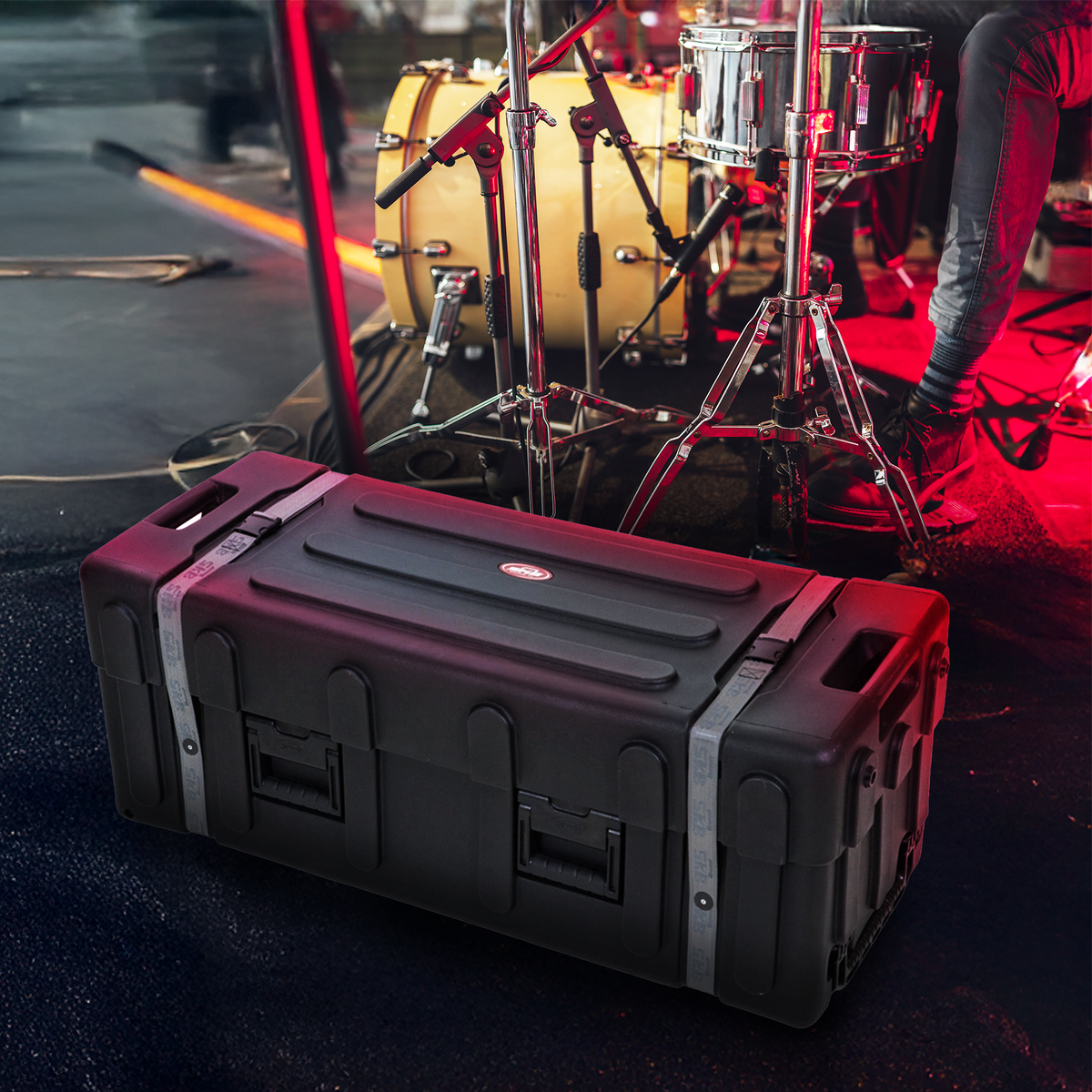 SKB Drum Hardware Case with Wheels, Durable Polyethylene Mobile Storage, Black - VMInnovations