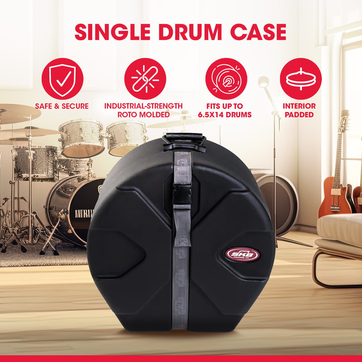 SKB Drum Case Roto/Molded 6.5x14 Single Drum Protection W Interior (Open Box)