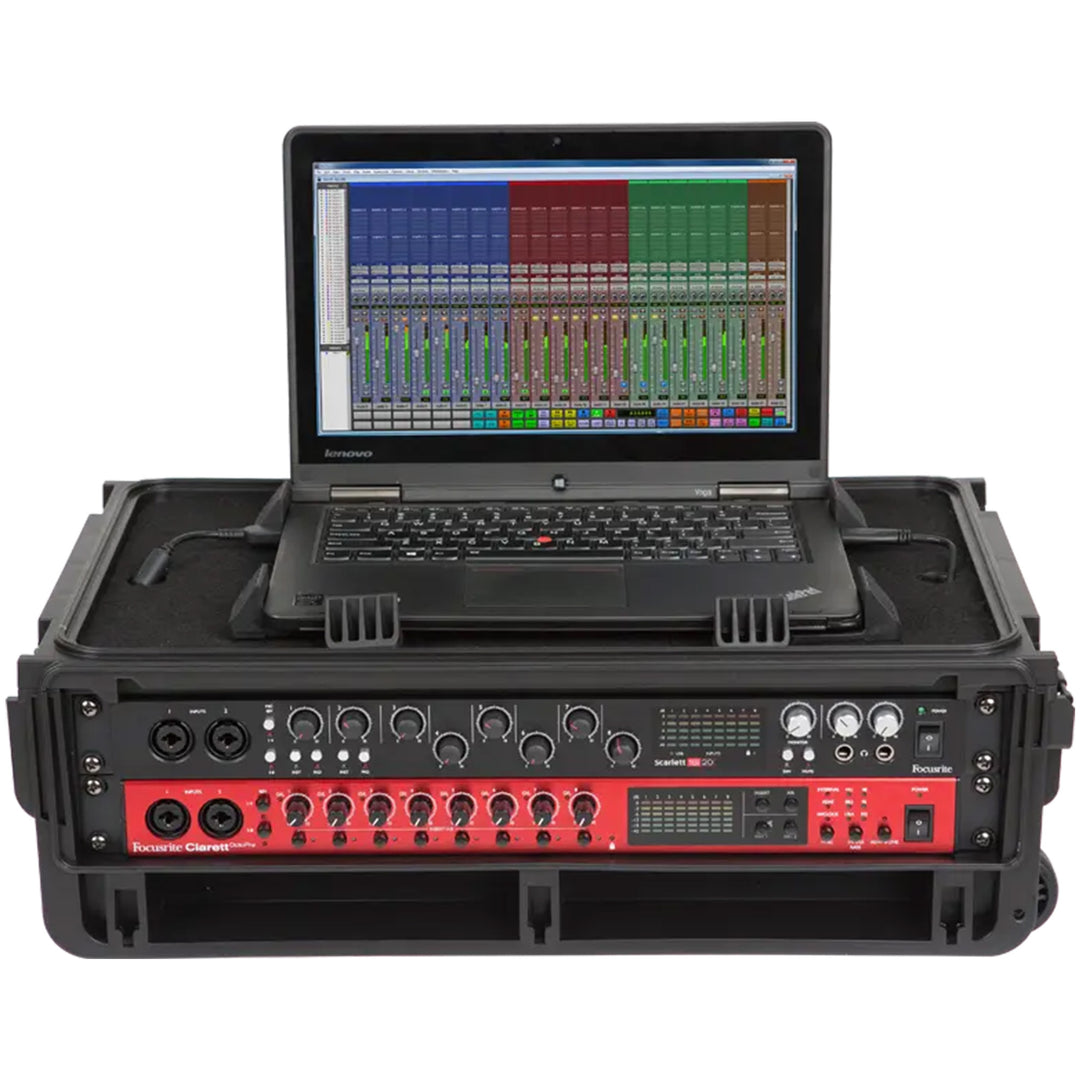 SKB 2U Studio Flyer Carry-on Rack Case with Laptop Surface, Waterproof, Black - VMInnovations