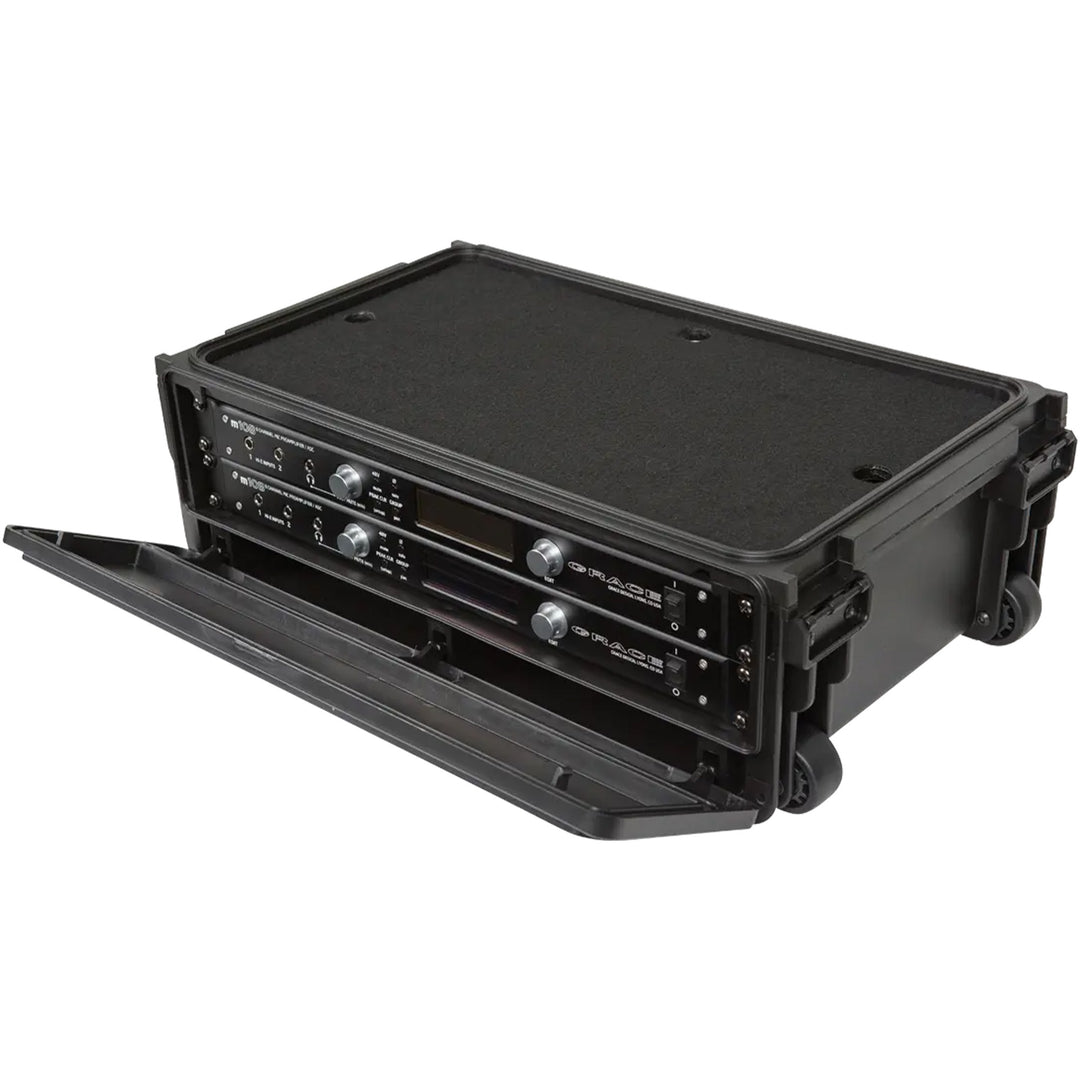 SKB 2U Studio Flyer Carry-on Rack Case with Laptop Surface, Waterproof, Black - VMInnovations