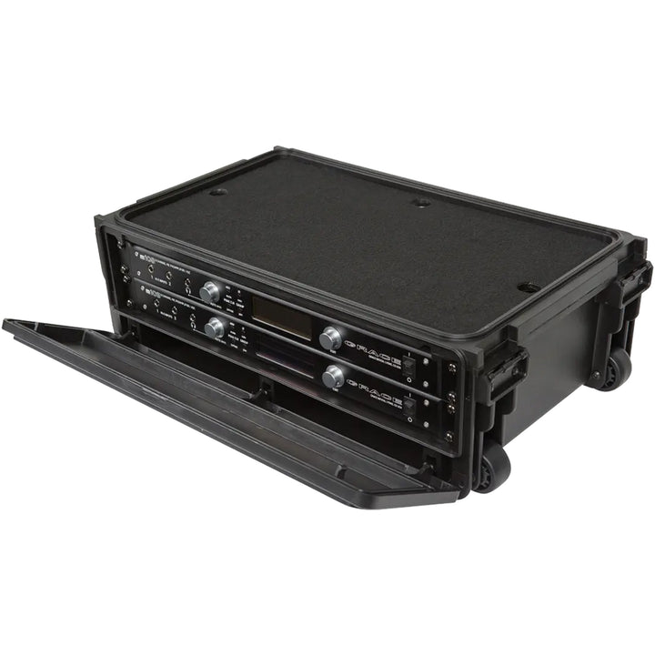 SKB 2U Studio Flyer Carry-on Rack Case with Laptop Surface, Waterproof, Black - VMInnovations