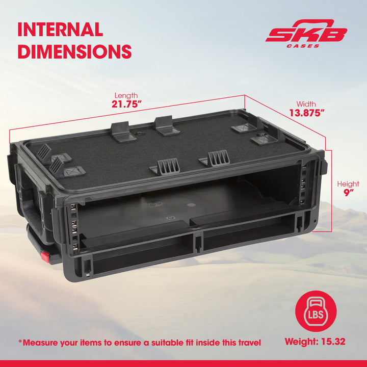 SKB 2U Studio Flyer Carry-on Rack Case with Laptop Surface, Waterproof, Black - VMInnovations