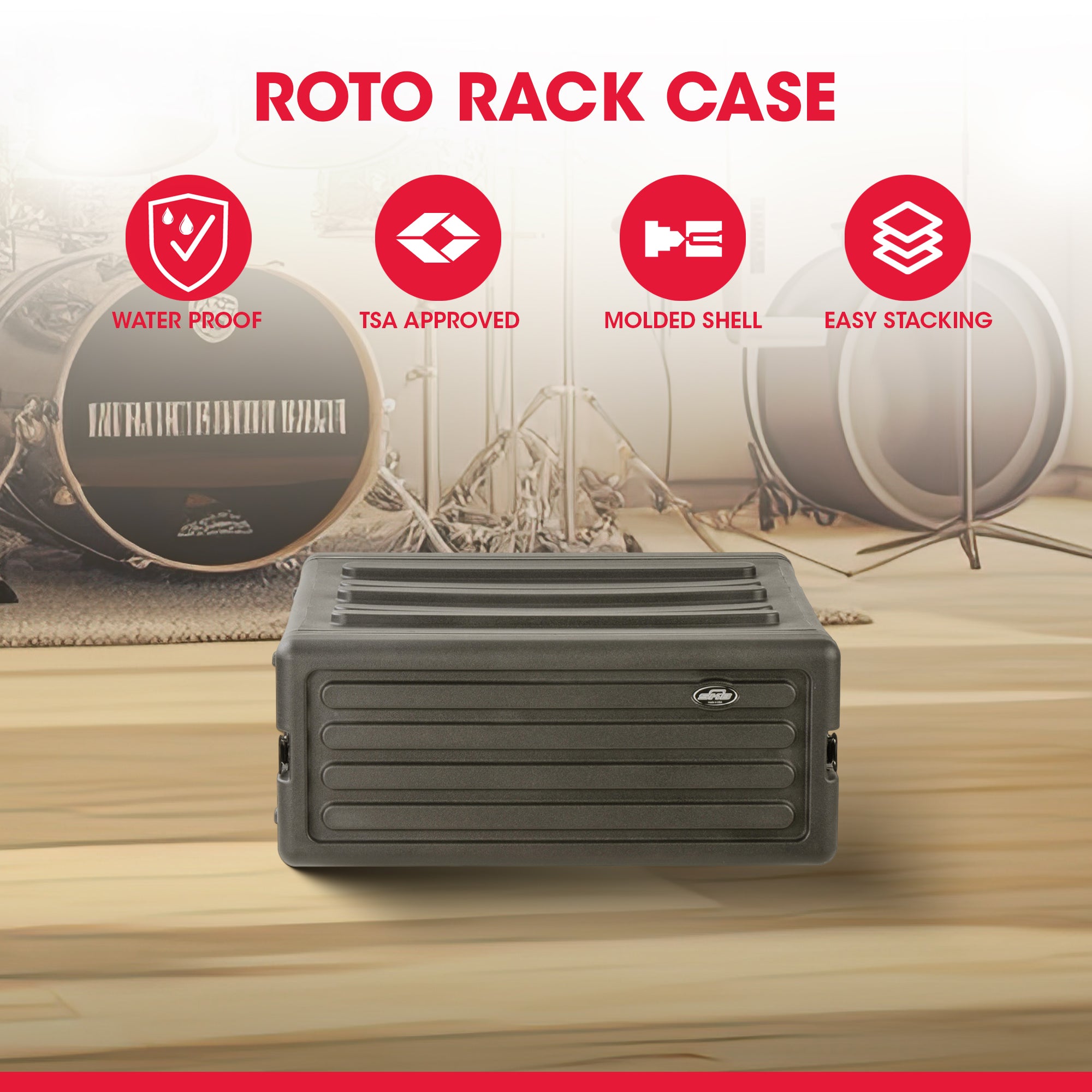SKB 4U Roto Rack Case Polyethylene Gear Protector, Stackable, Waterproof, Black