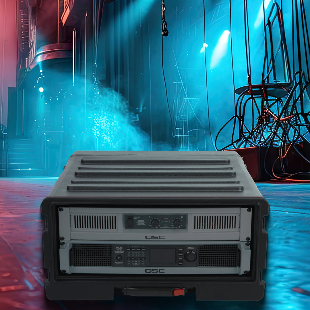 SKB 4U rSeries Rolling Rack with Integrated Back Wheels and 1-Touch Pull Handle - VMInnovations