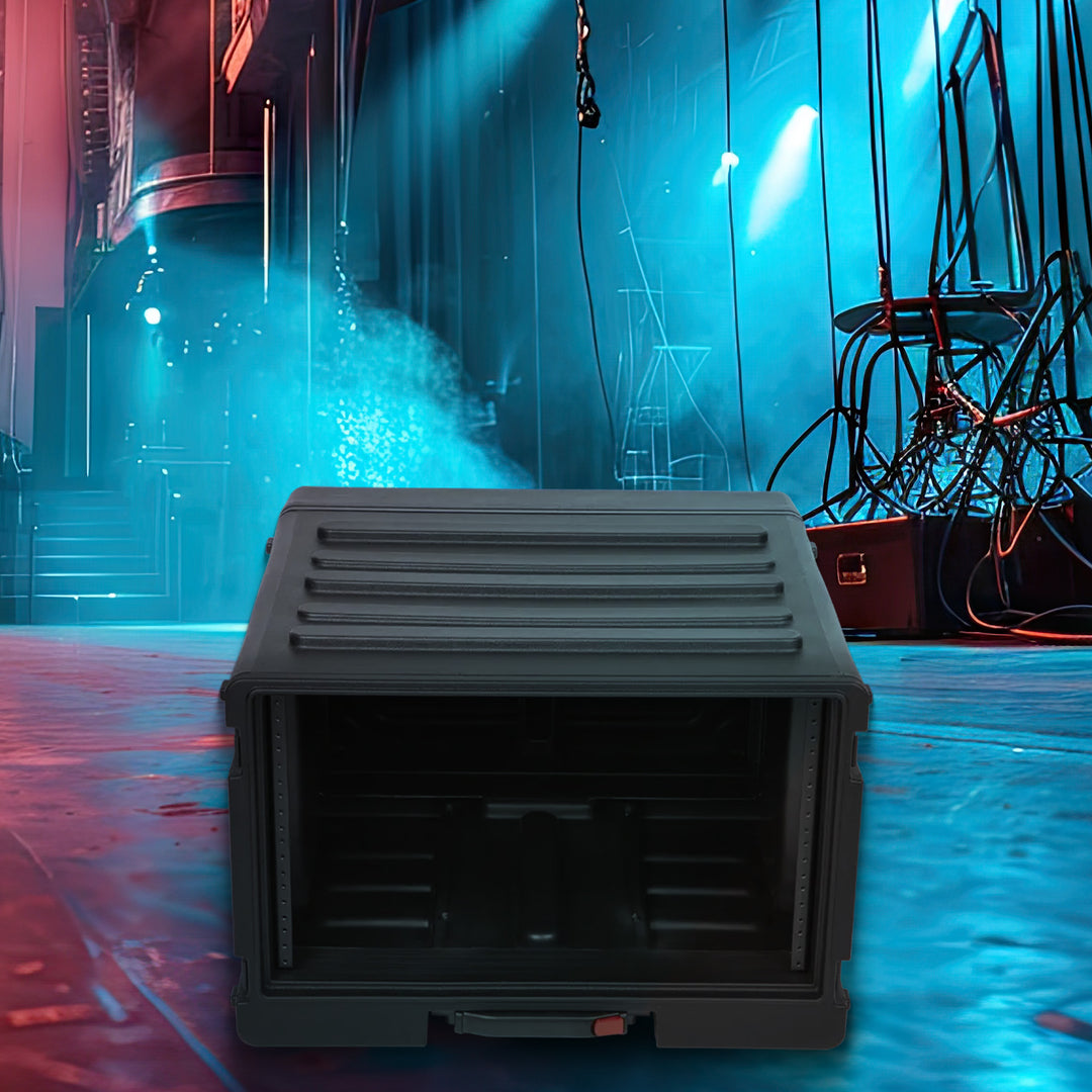 SKB 6U rSeries Rolling Rack with Integrated Back Wheels and 1-Touch Pull Handle - VMInnovations