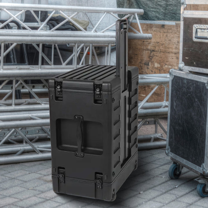 SKB 6U rSeries Rolling Rack with Integrated Back Wheels and 1-Touch Pull Handle - VMInnovations