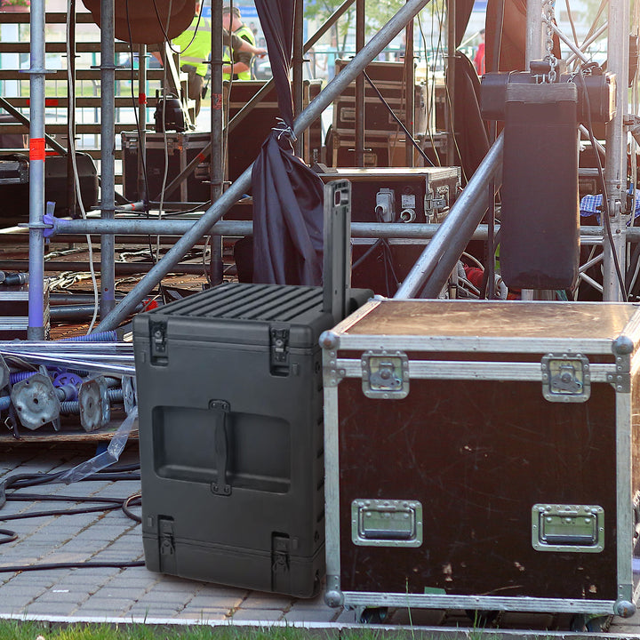 SKB 8U rSeries Rolling Rack with Integrated Back Wheels and 1-Touch Pull Handle - VMInnovations