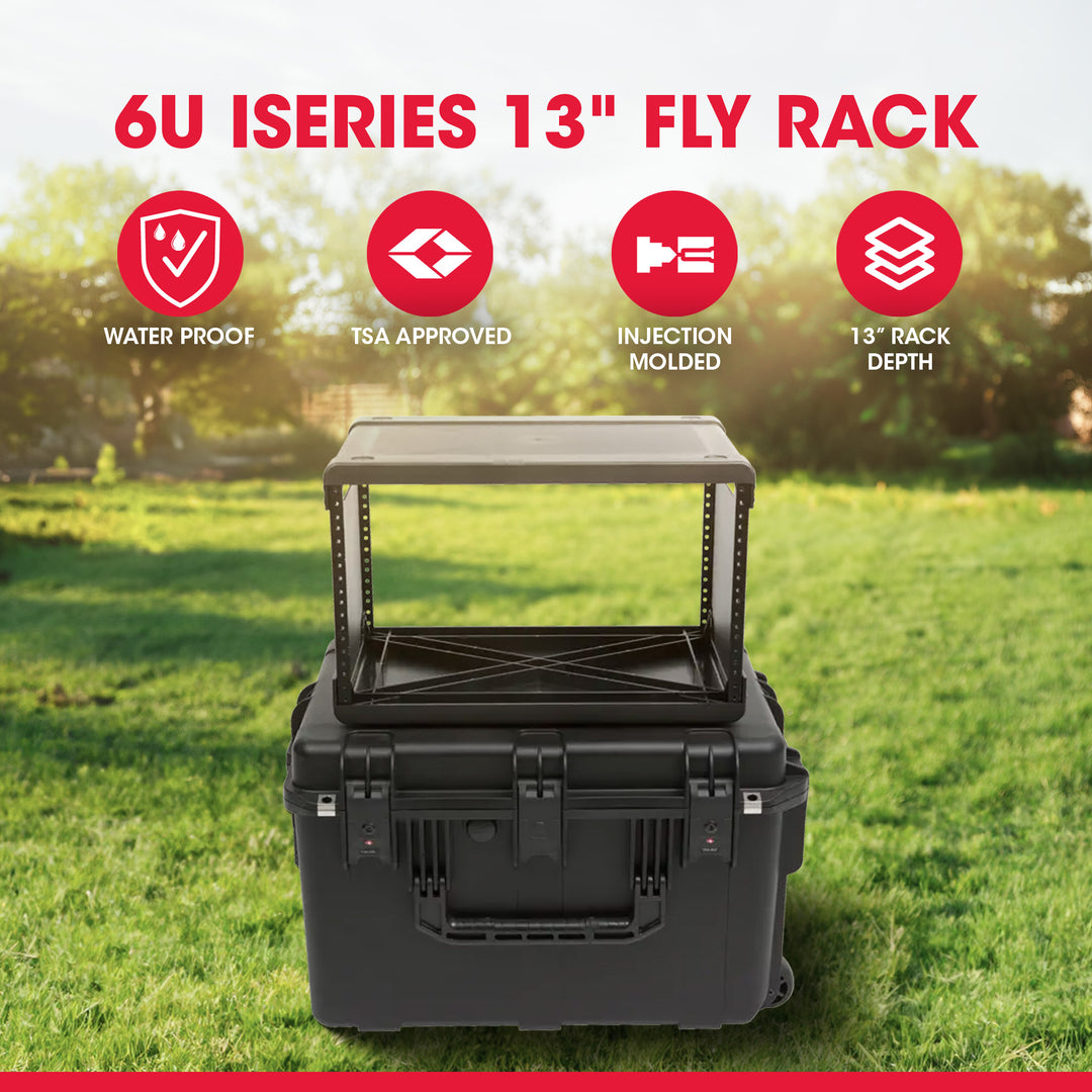 SKB 6U iSeries 13" Injection Molded Fly Rack with Built-In Wheels and Handle - VMInnovations