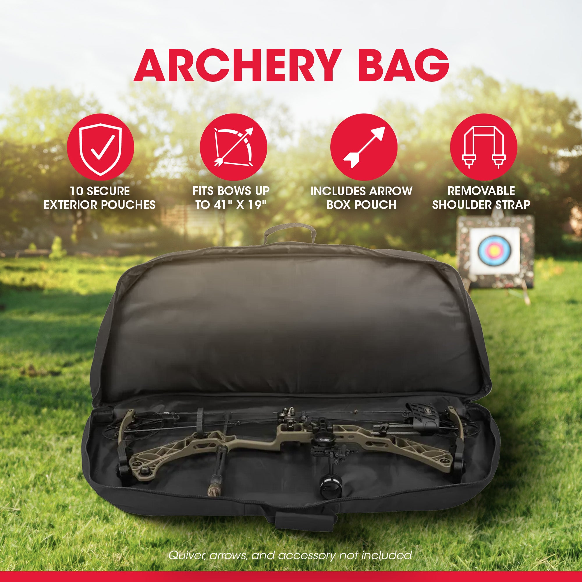 SKB Archery Case w/10 Accessory Pouches, Arrow Box, Double Zipper (Open Box) - VMInnovations