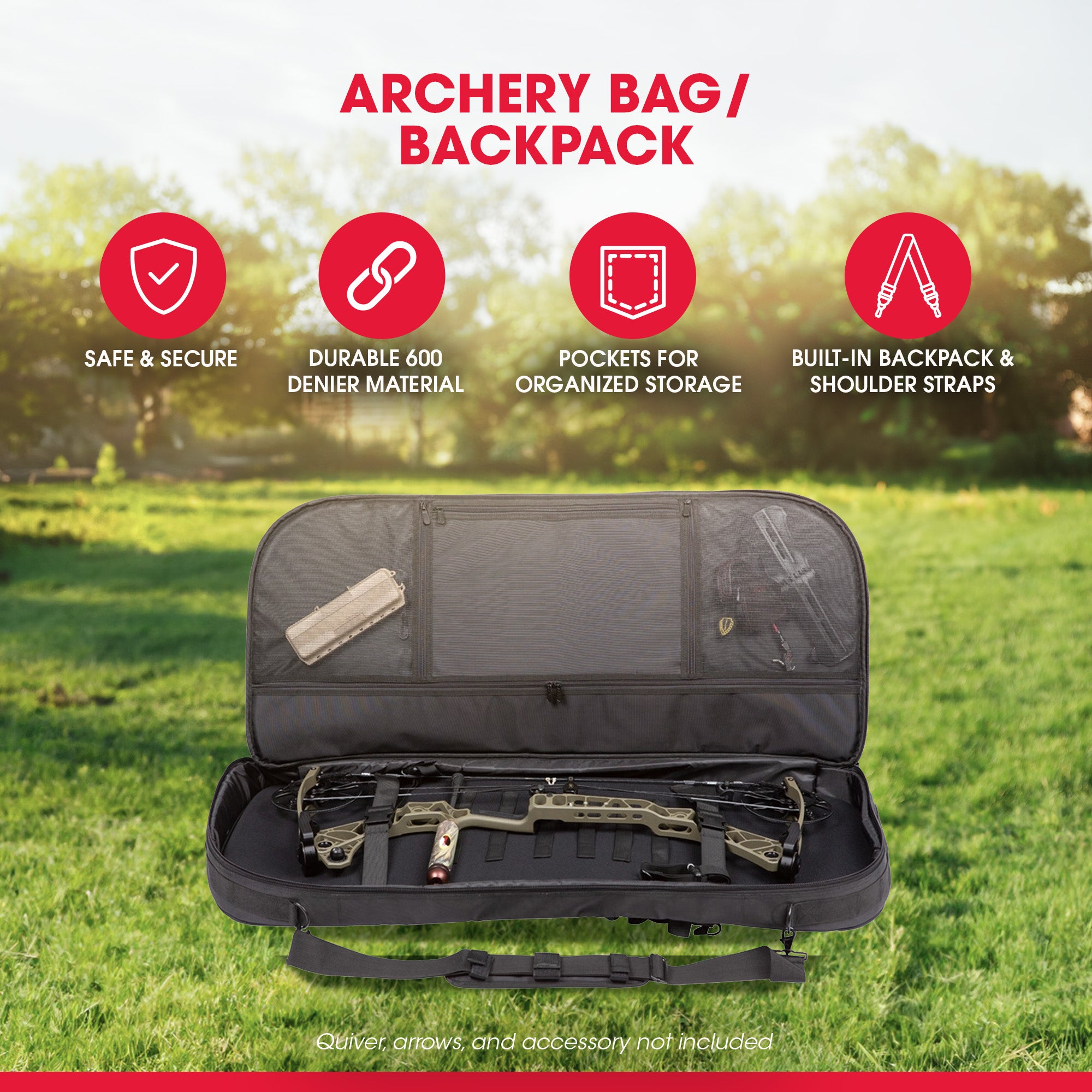 SKB Archery Bag and Backpack Combo with Pockets, Fits Bows Up to 42 Inches Long - VMInnovations
