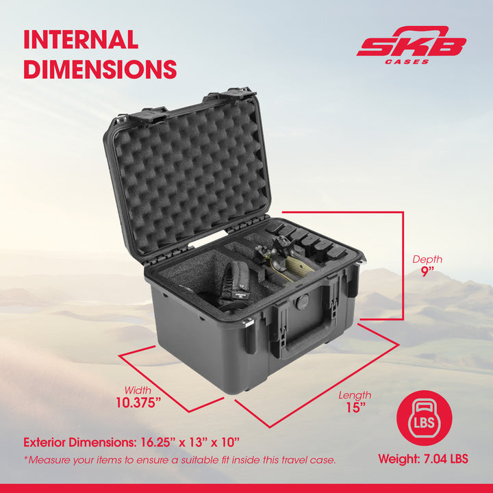 SKB Multi Hand Gun Case, 2 Gun Capacity, Custom Foam Interior, Waterproof, Black - VMInnovations