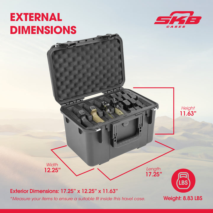 SKB Multi Hand Gun Case, 5 Gun Capacity, Custom Foam Interior, Waterproof, Black - VMInnovations