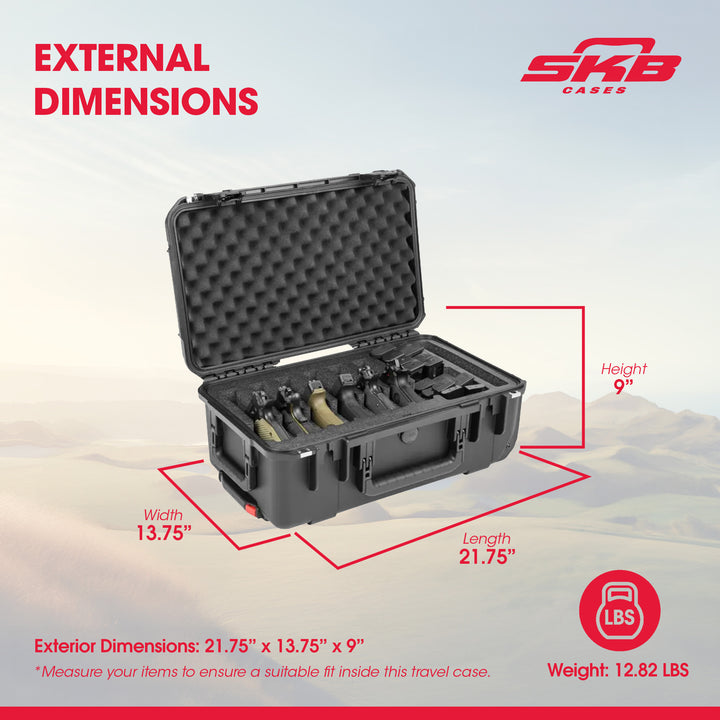 SKB Multi Hand Gun Case, 6 Gun Capacity, Custom Foam Interior, Waterproof, Black - VMInnovations