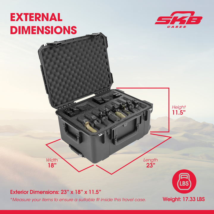 SKB Multi Hand Gun Case, 8 Gun Capacity, Custom Foam Interior, Waterproof, Black - VMInnovations