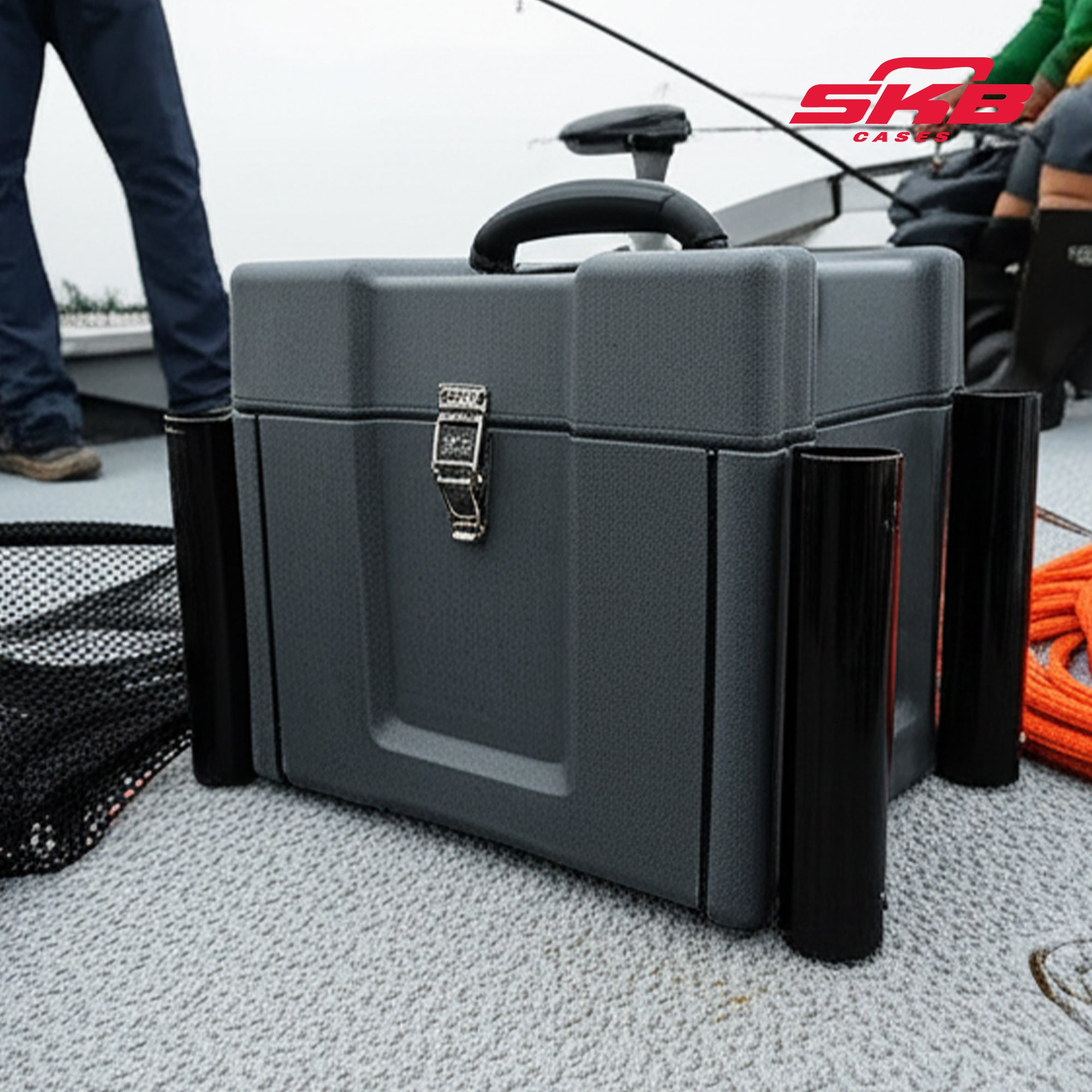 SKB Medium Tackle Box, 4 Drawers with Dividers and 2 Soft Exterior Pockets, Gray - VMInnovations