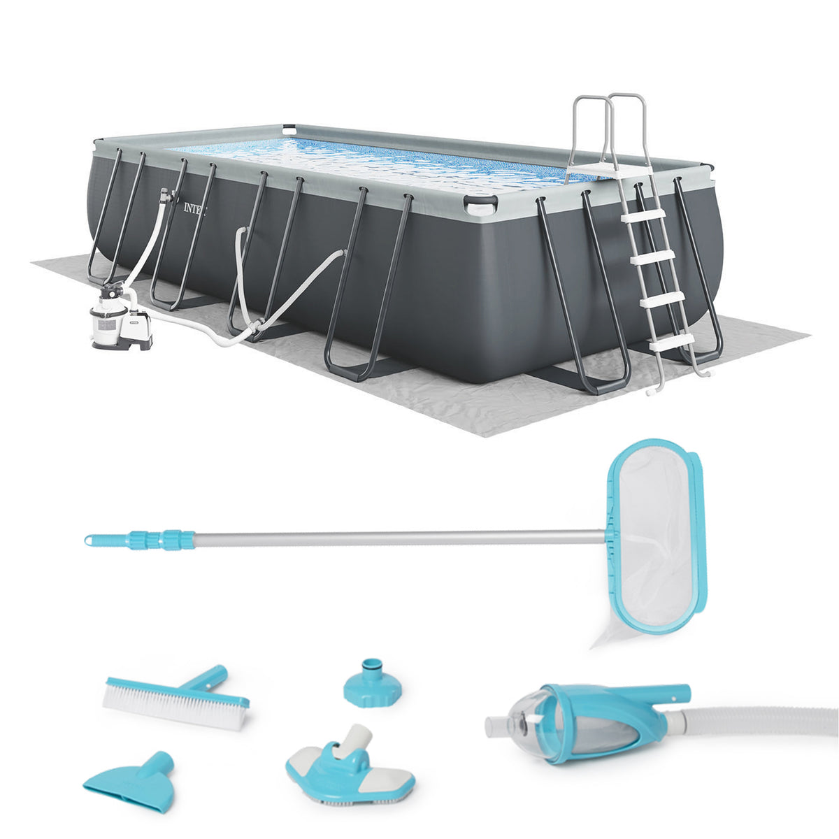 Intex 18' x 9' x 52" Ultra XTR Pool Set w/ Sand Pump & Deluxe Maintenance Kit