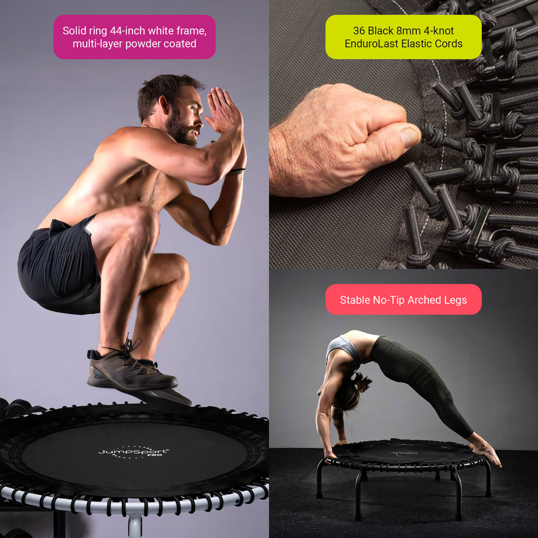 JumpSport 44 Inch PRO Workout Rebounder for Adults 44" Fitness Trampoline, Black - VMInnovations
