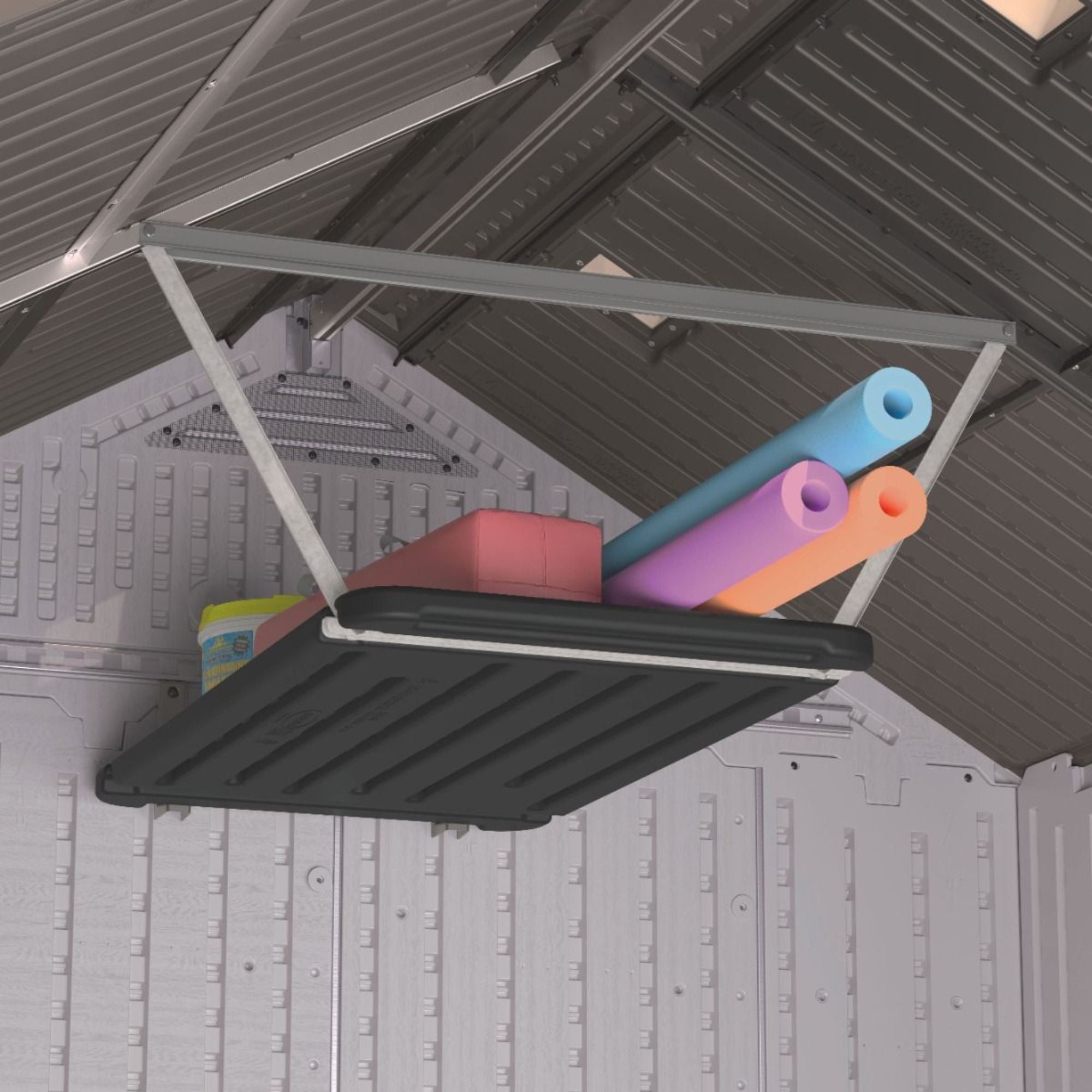 Suncast 2 Pack Vertical Shed Shelf Space Saving Hanging Outdoor Storage, Black - VMInnovations