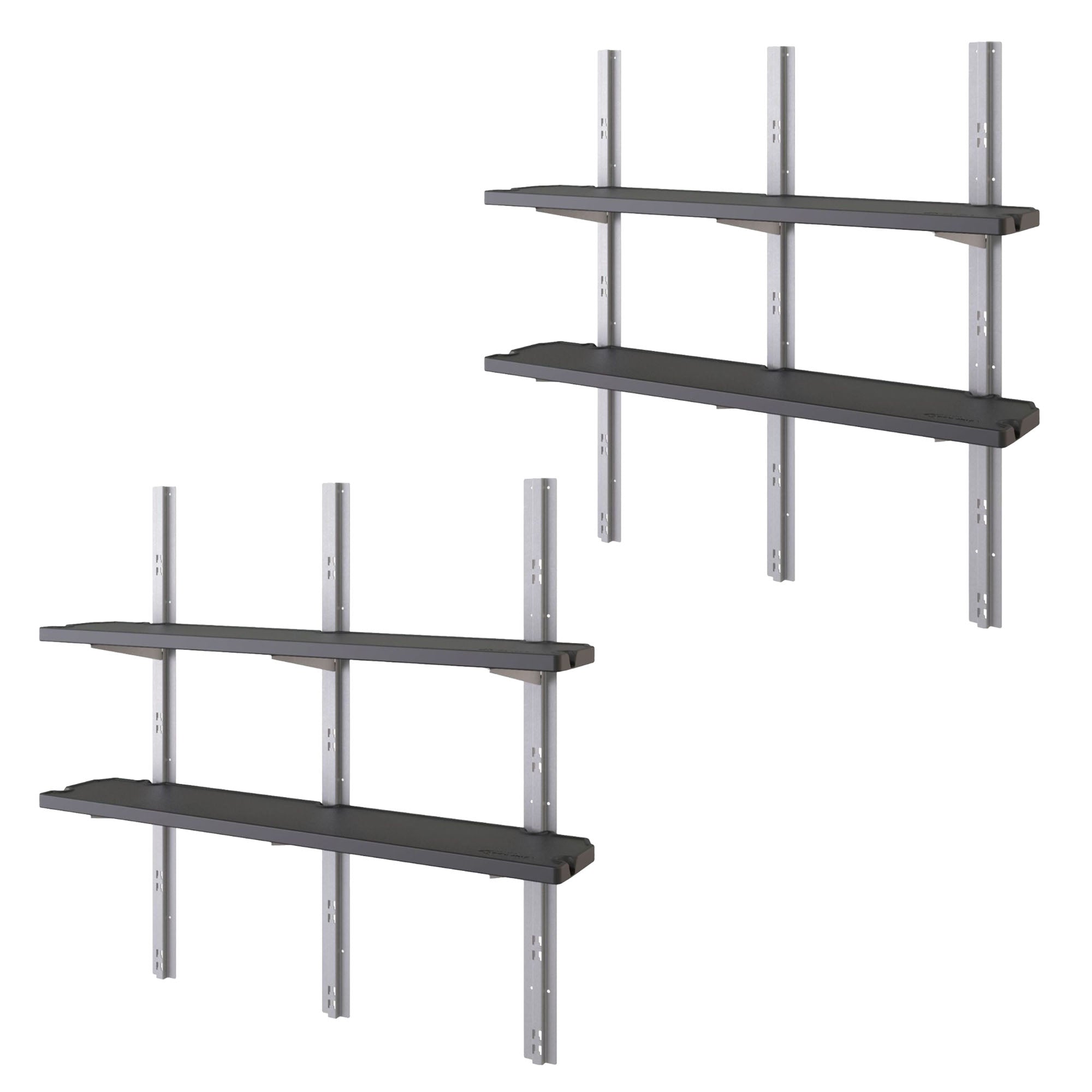 Suncast Vertical Shed 4 Shelf Kit Space Saving Wall Mount Outdoor Storage, Black - VMInnovations