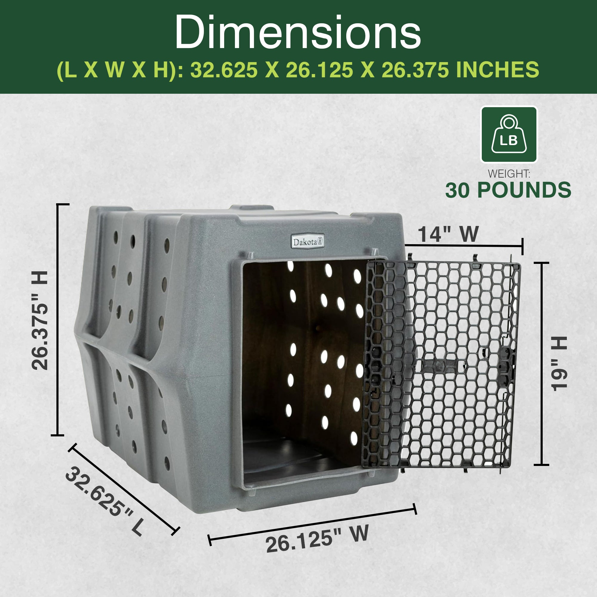 Dakota 283 Canine Rough and Tough Economy Pet Kennel, Intermediate, Dark Granite - VMInnovations