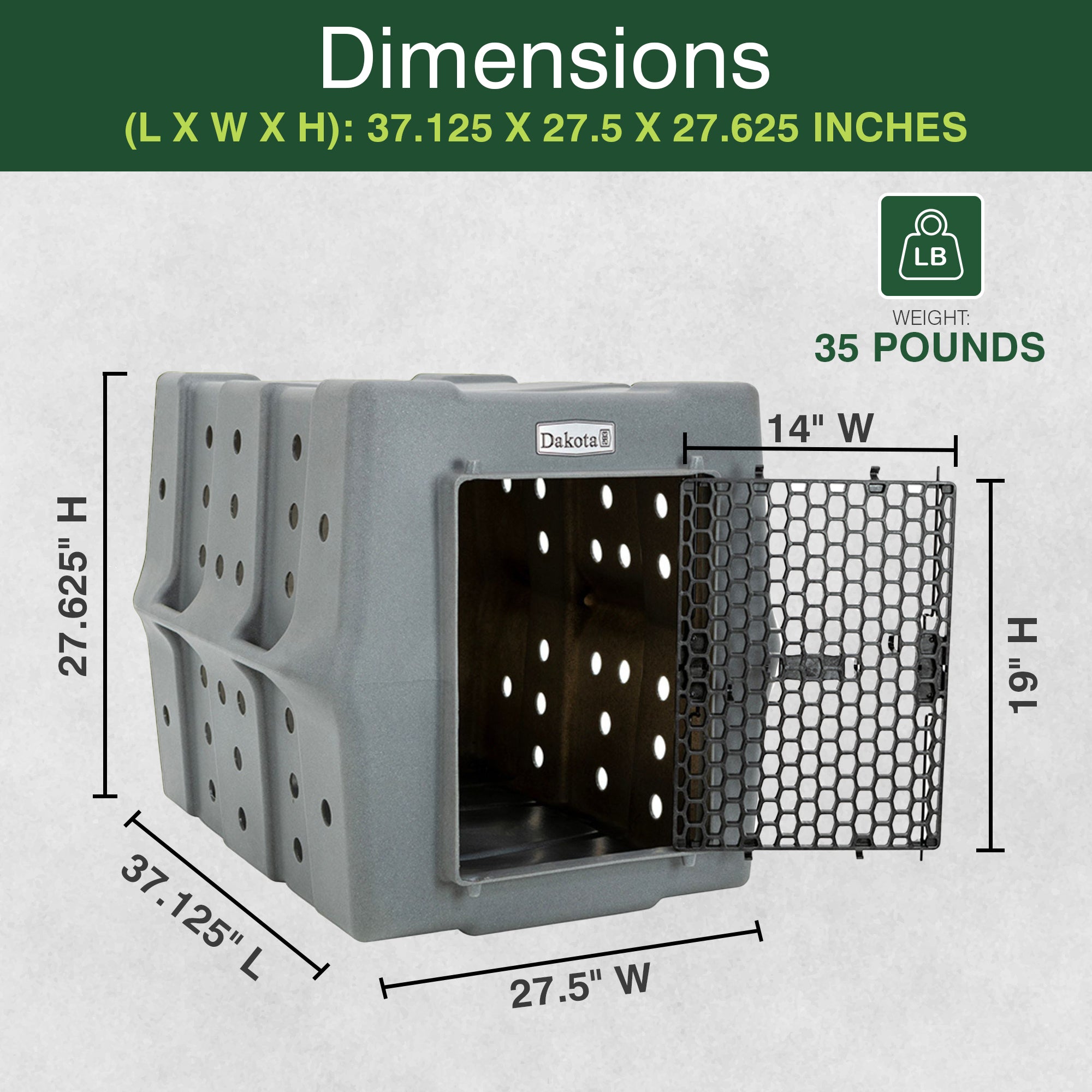 Dakota 283 Canine Rough and Tough Economy Pet Kennel, Large, Dark Granite - VMInnovations