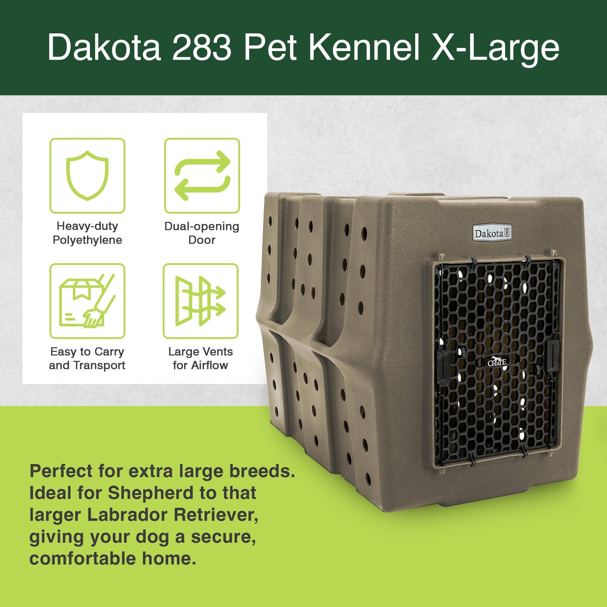 Dakota 283 Canine Rough and Tough Economy Pet Kennel, Coyote Granite (Open Box)
