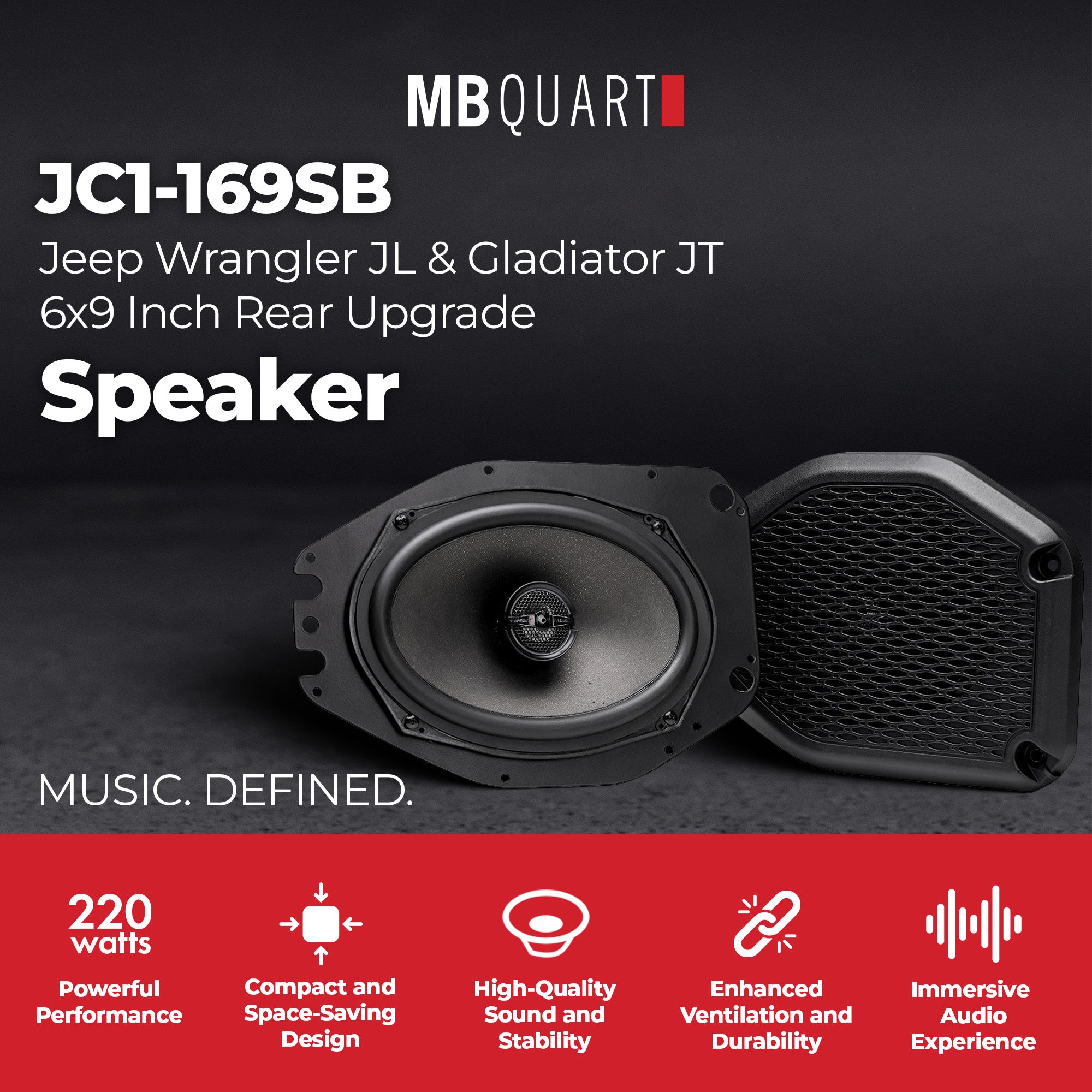 MB Quart 6"x9" Rear Speaker Upgrade for Jeep Wrangler JL & Gladiator JT, (Pair) - VMInnovations