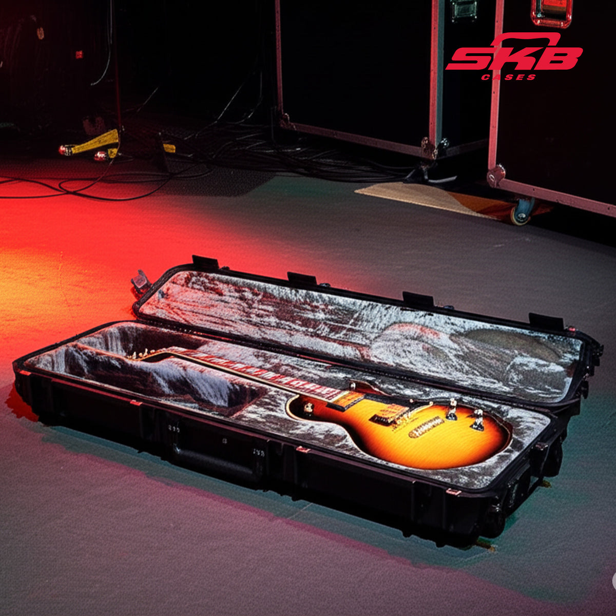 SKB Les Paul Guitar Hard Case w/Plush Interior, TSA Latches & Wheels (Open Box) - VMInnovations