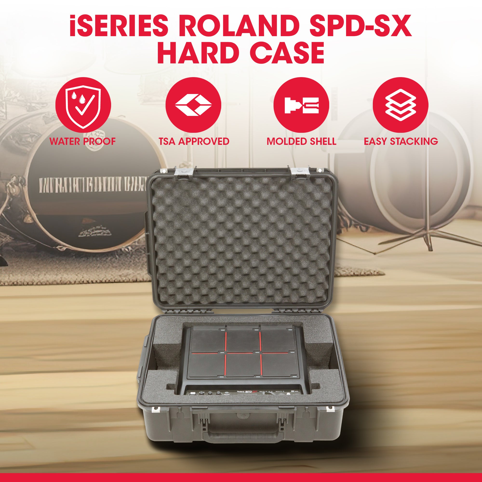 SKB iSeries Roland SPD-SX Hard Case, Drum Multi Pad Protection for Travel Use - VMInnovations