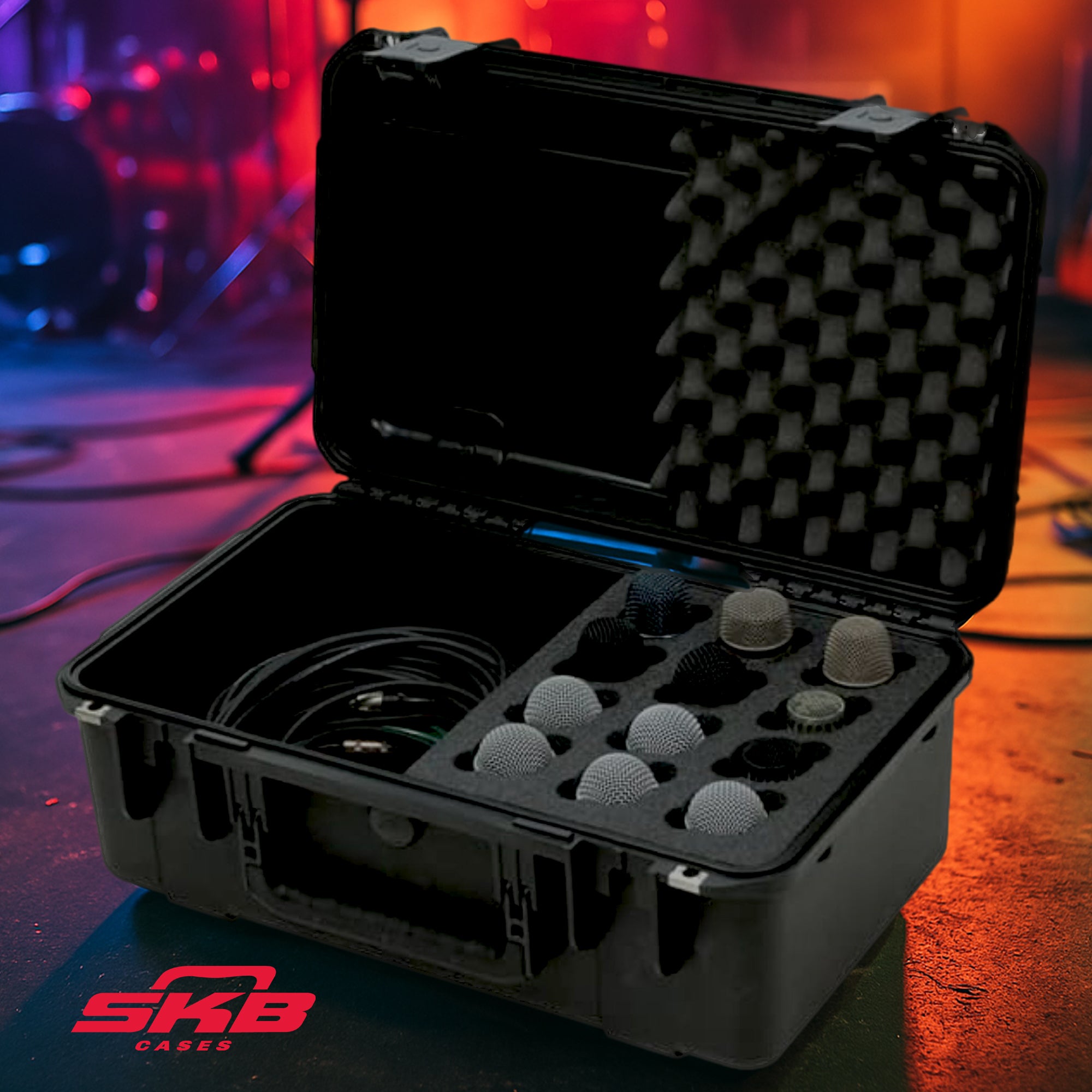 SKB iSeries Microphone Hard Case w/12-Slot Foam Interior Cable Storage(Open Box) - VMInnovations