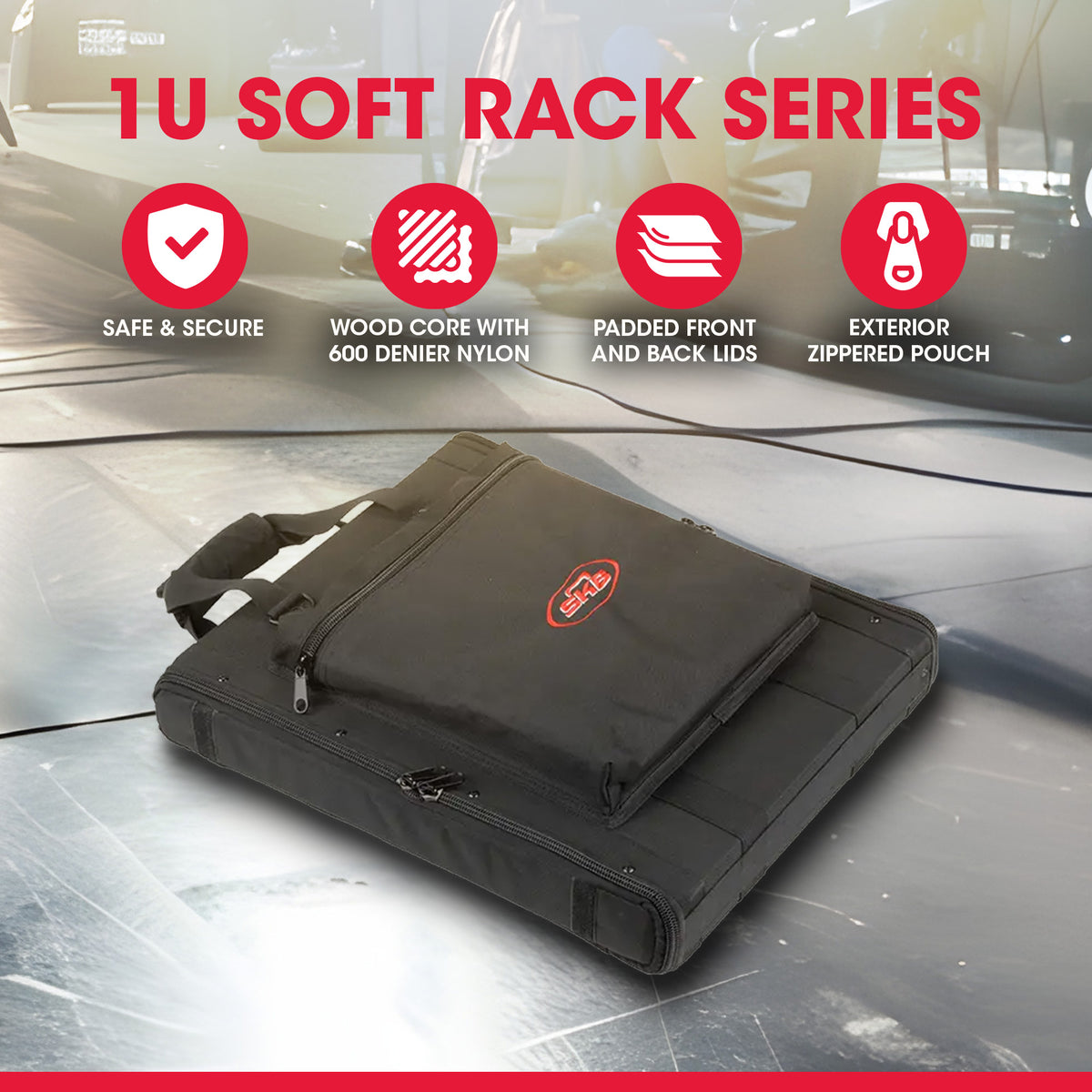 SKB Cases 1U Soft Rack Case for Wireless Microphone with Steel Rails (Open Box)