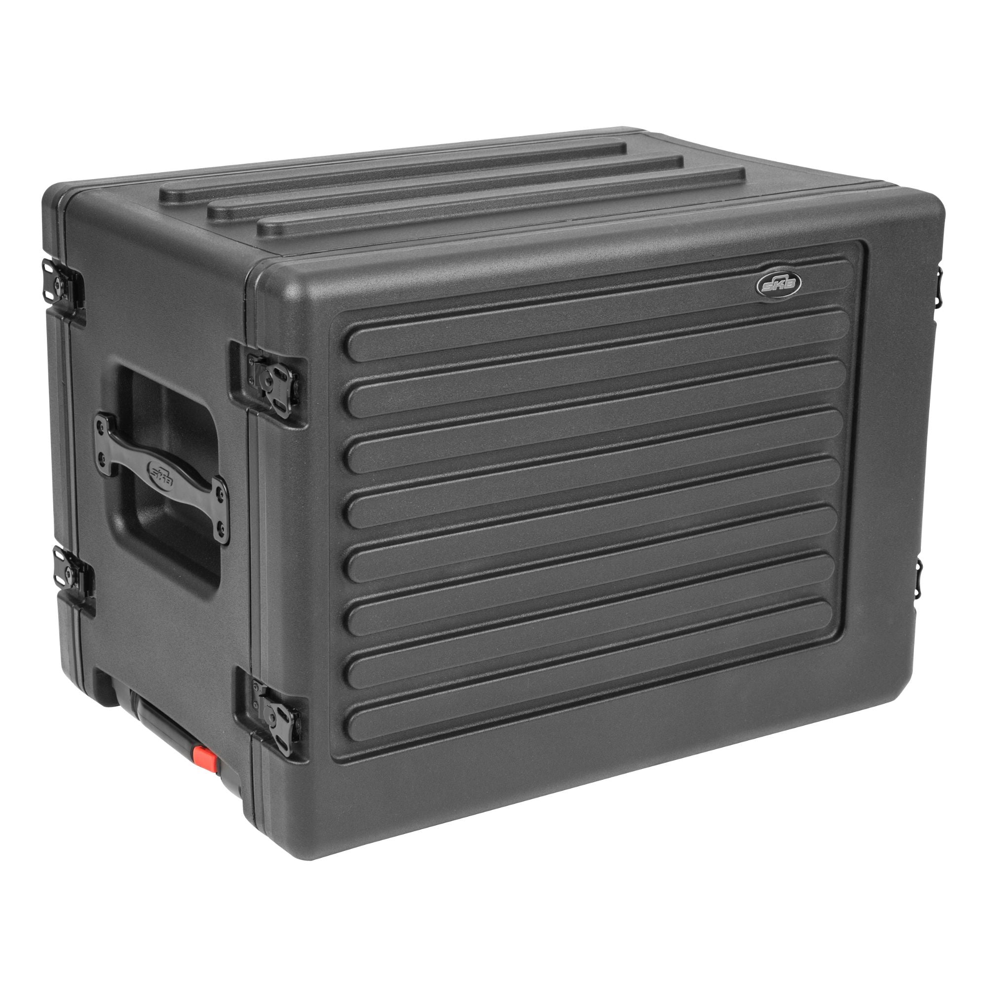 SKB 8U rSeries Shallow Rolling Rack with Integrated Back Wheels and Pull Handle