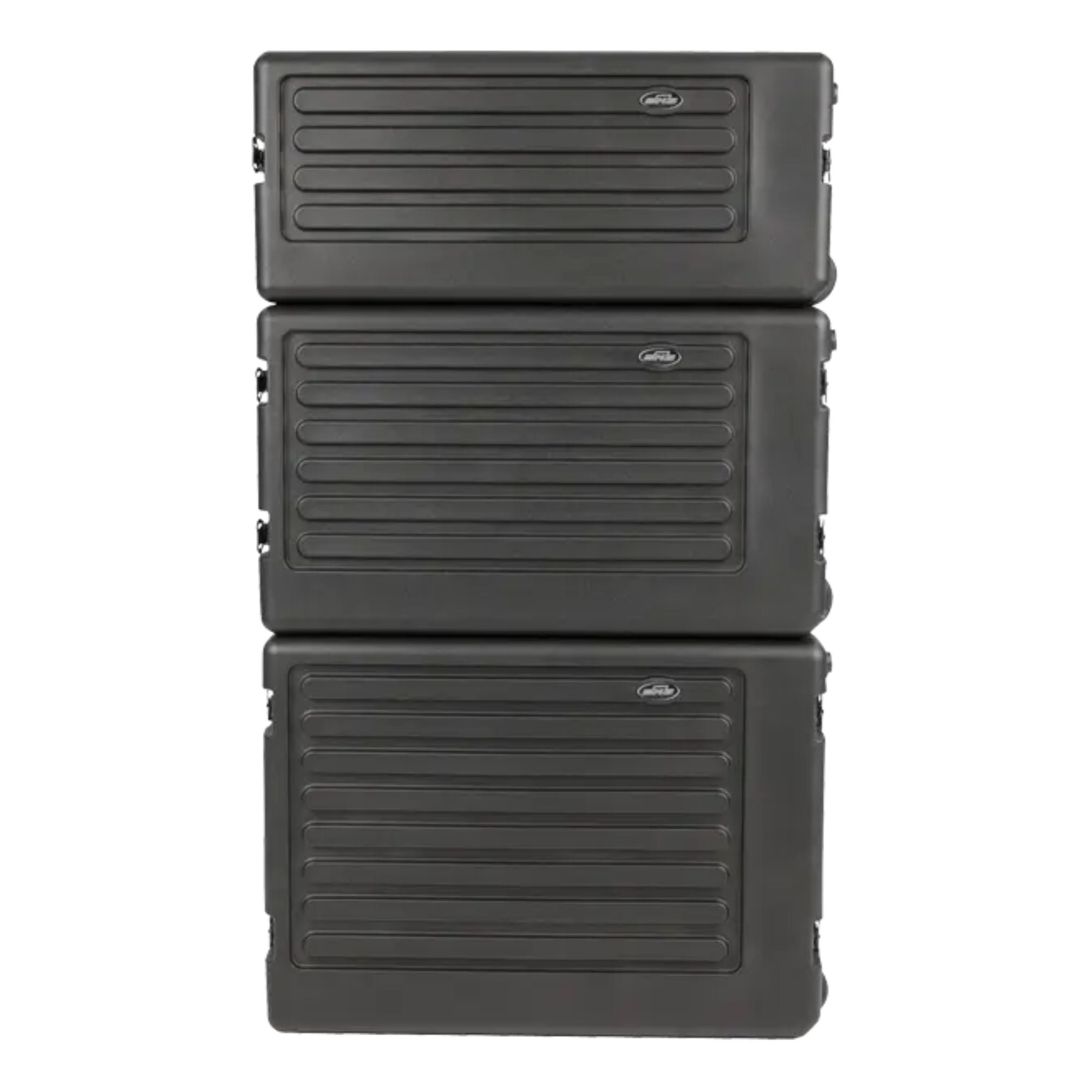 SKB 8U rSeries Shallow Rolling Rack with Integrated Back Wheels and Pull Handle