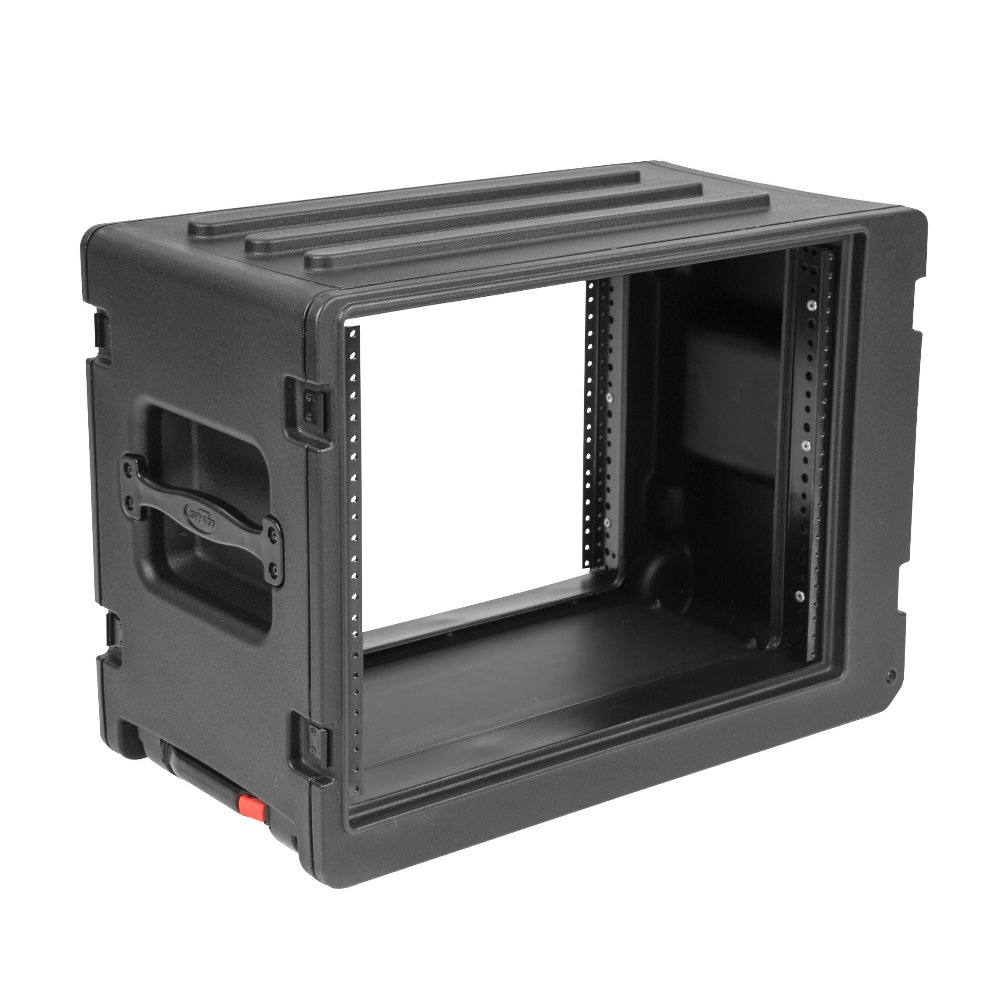 SKB 8U rSeries Shallow Rolling Rack with Integrated Back Wheels and Pull Handle - VMInnovations