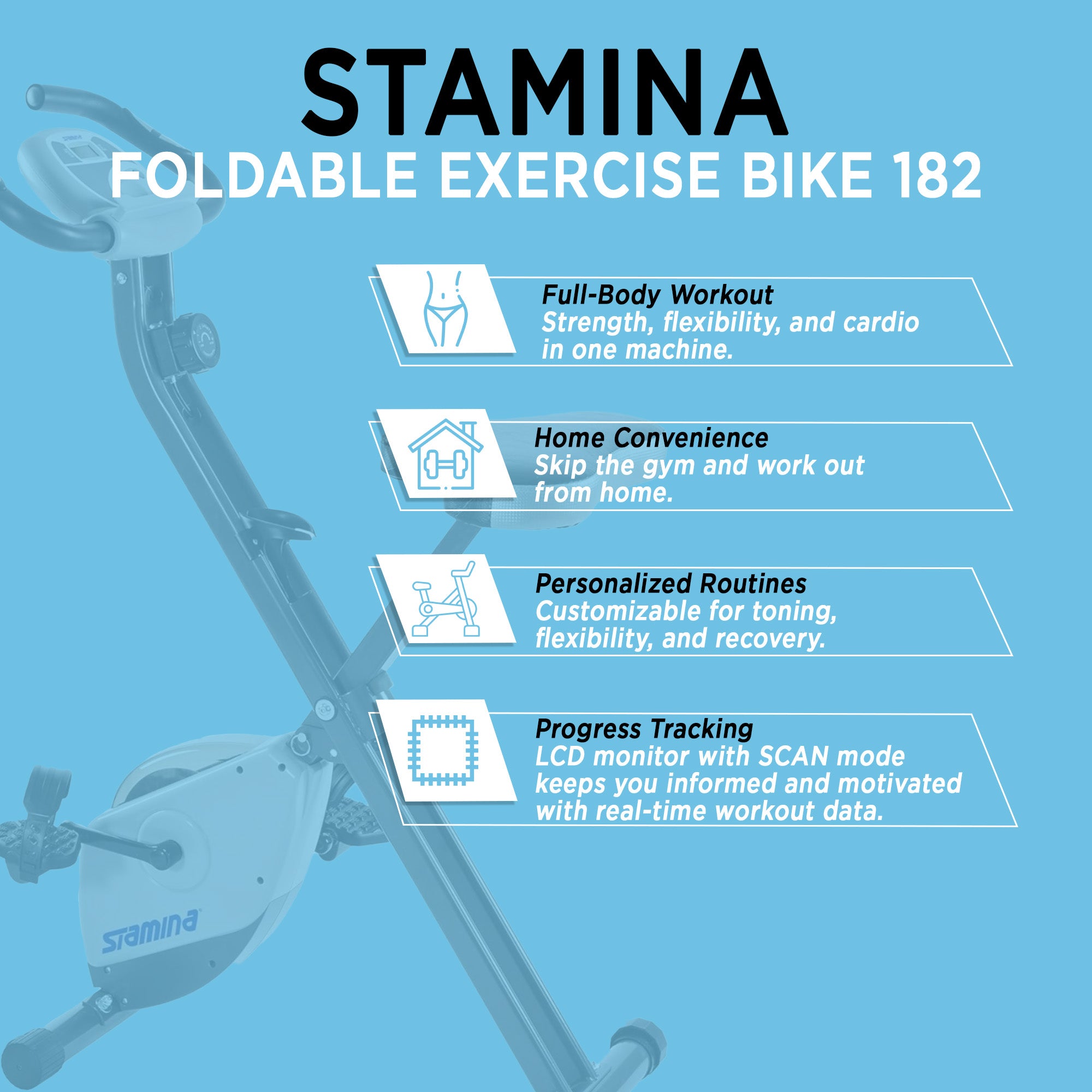 Stamina Products Foldable Exercise Bike with Smart Workout App for Home Fitness - VMInnovations