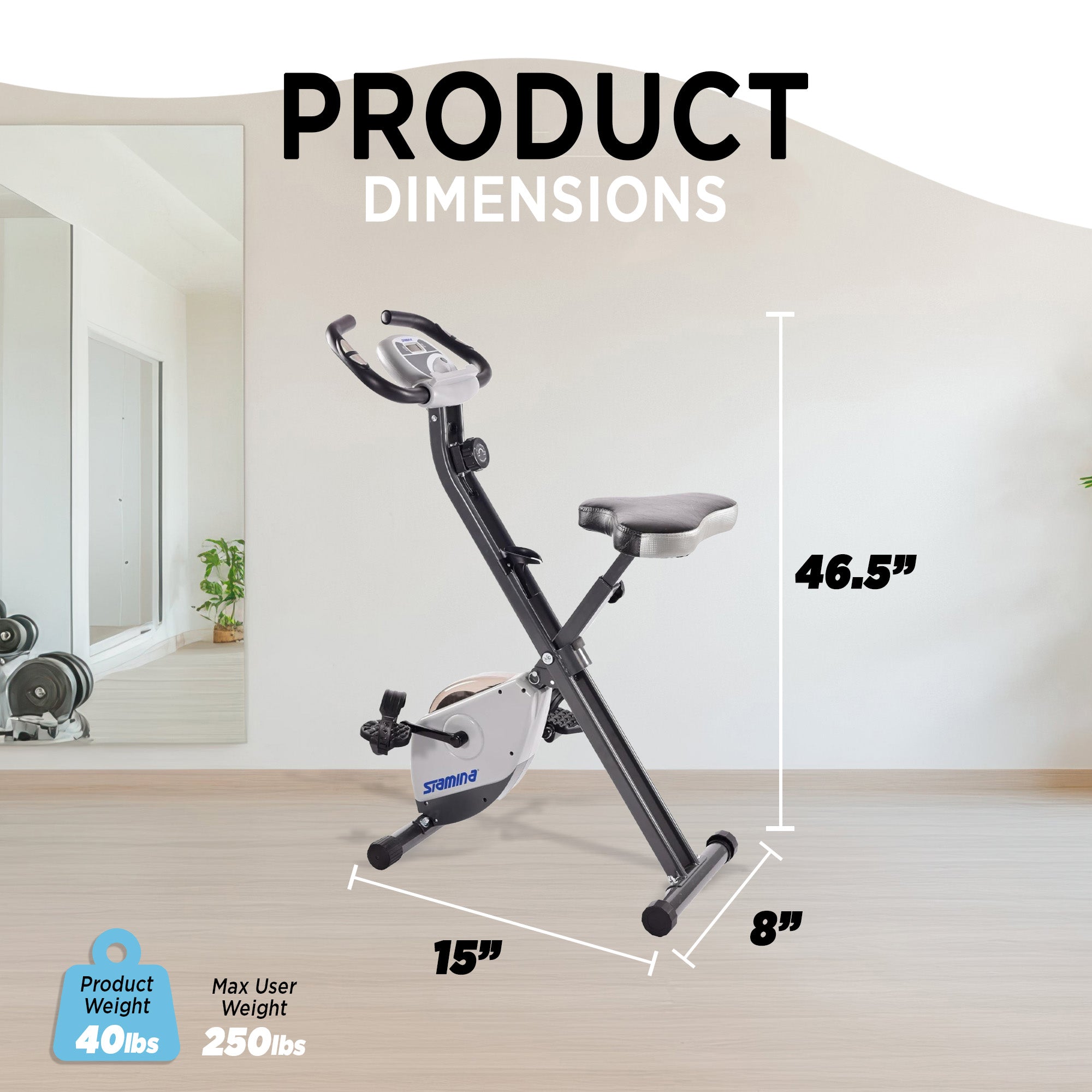 Stamina Products Foldable Exercise Bike with Smart Workout App for Home Fitness - VMInnovations