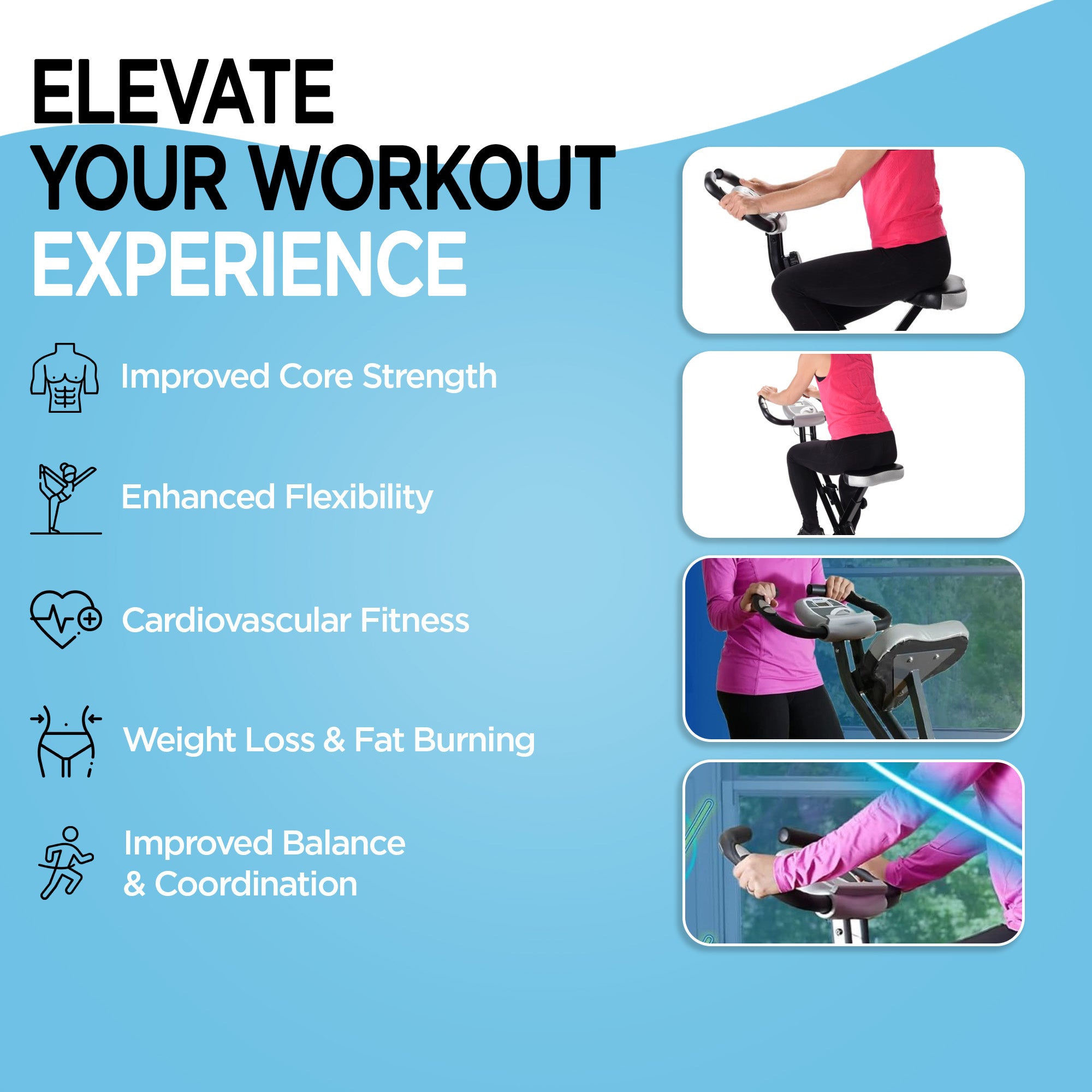 Stamina Products Foldable Exercise Bike with Smart Workout App for Home Fitness - VMInnovations