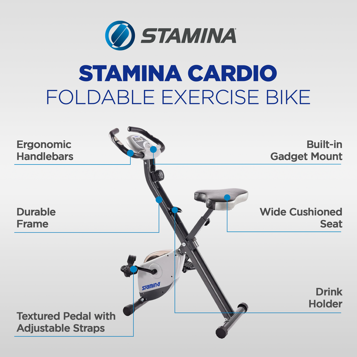 Stamina Products Foldable Exercise Bike with Smart Workout App (Open Box)