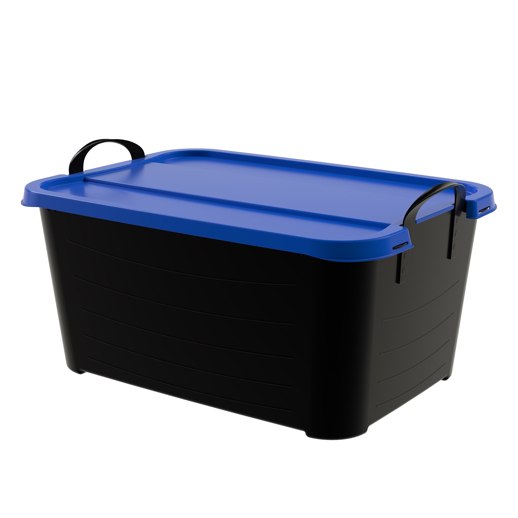 Life Story 55 Qt Stackable Storage Bin, Versatile Lidded Container, Black/Blue - VMInnovations