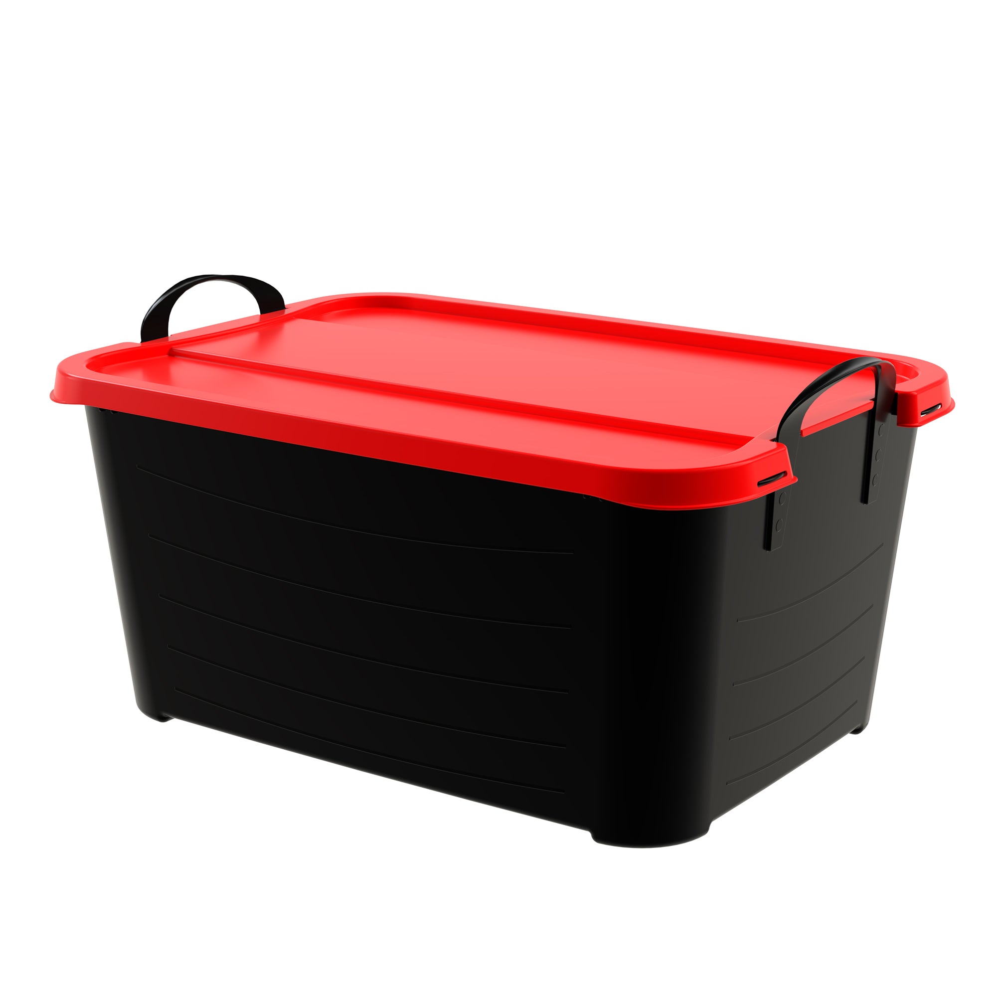 Life Story 55 Qt Stackable Storage Bin, Versatile Lidded Container, Black/Red - VMInnovations