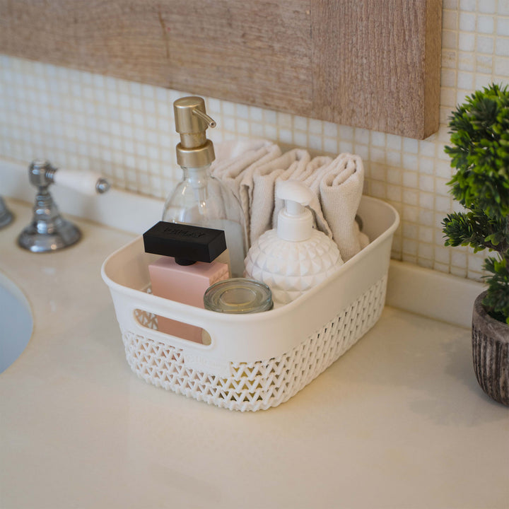 Life Story 4 Qt Decorative Storage Basket, Small Home Organizer, White, 8 Pack - VMInnovations