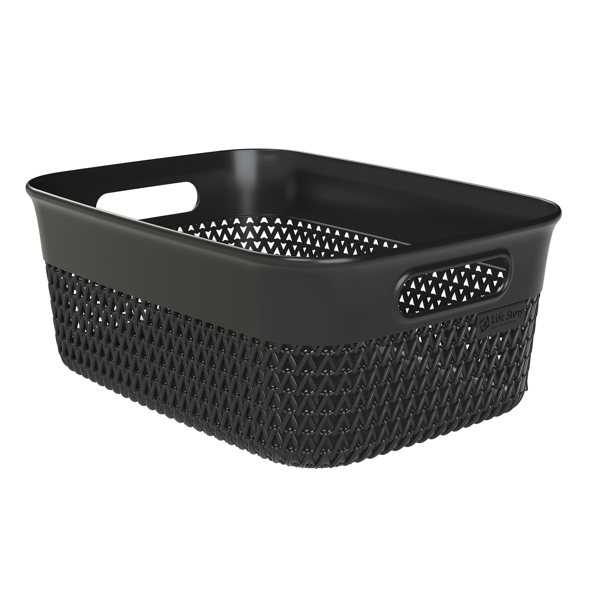 Life Story 10 Qt Decorative Storage Basket, Medium Plastic Home Organizer, Black - VMInnovations