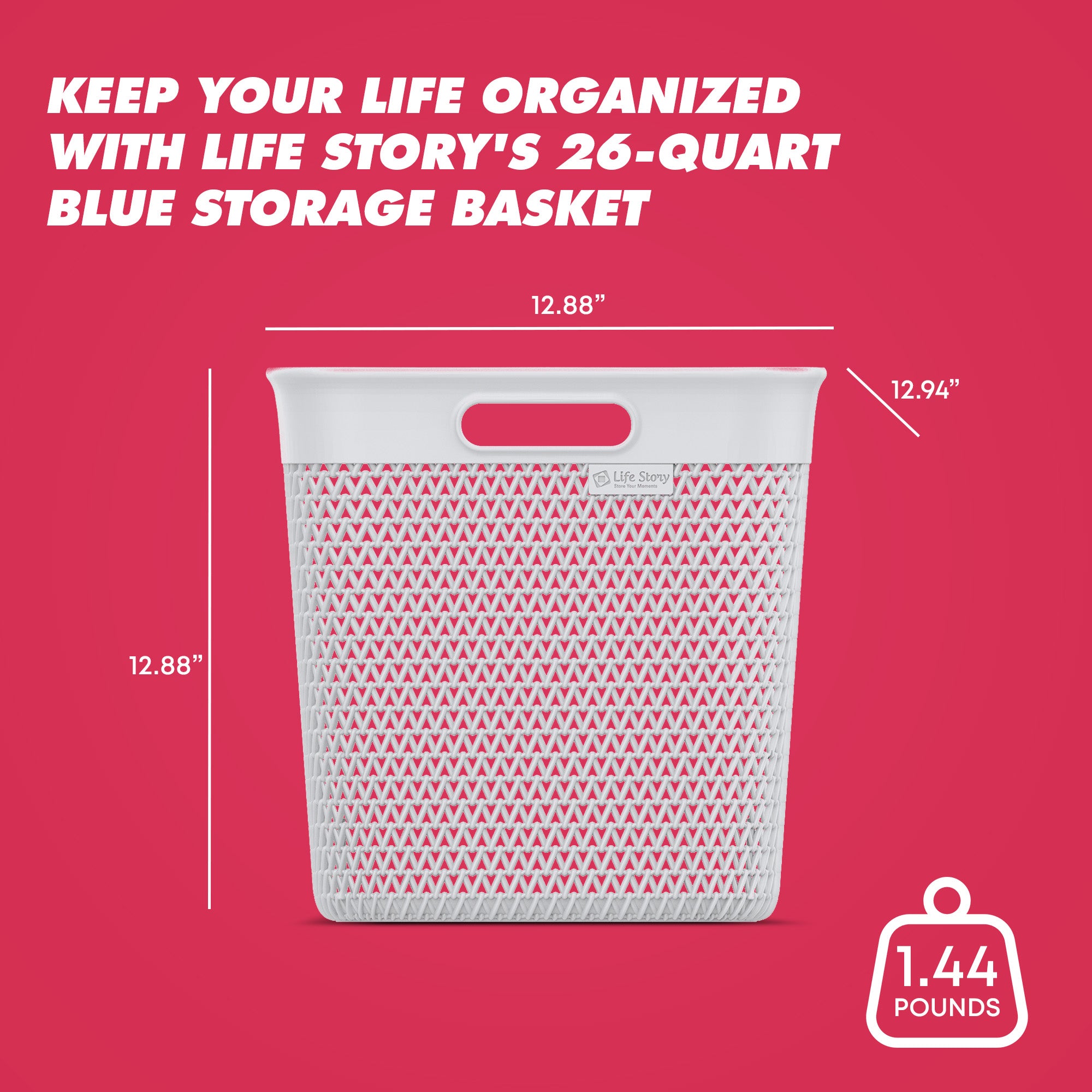 Life Story 26 Qt Decorative Storage Basket, Extra Large Plastic Home Organizer - VMInnovations